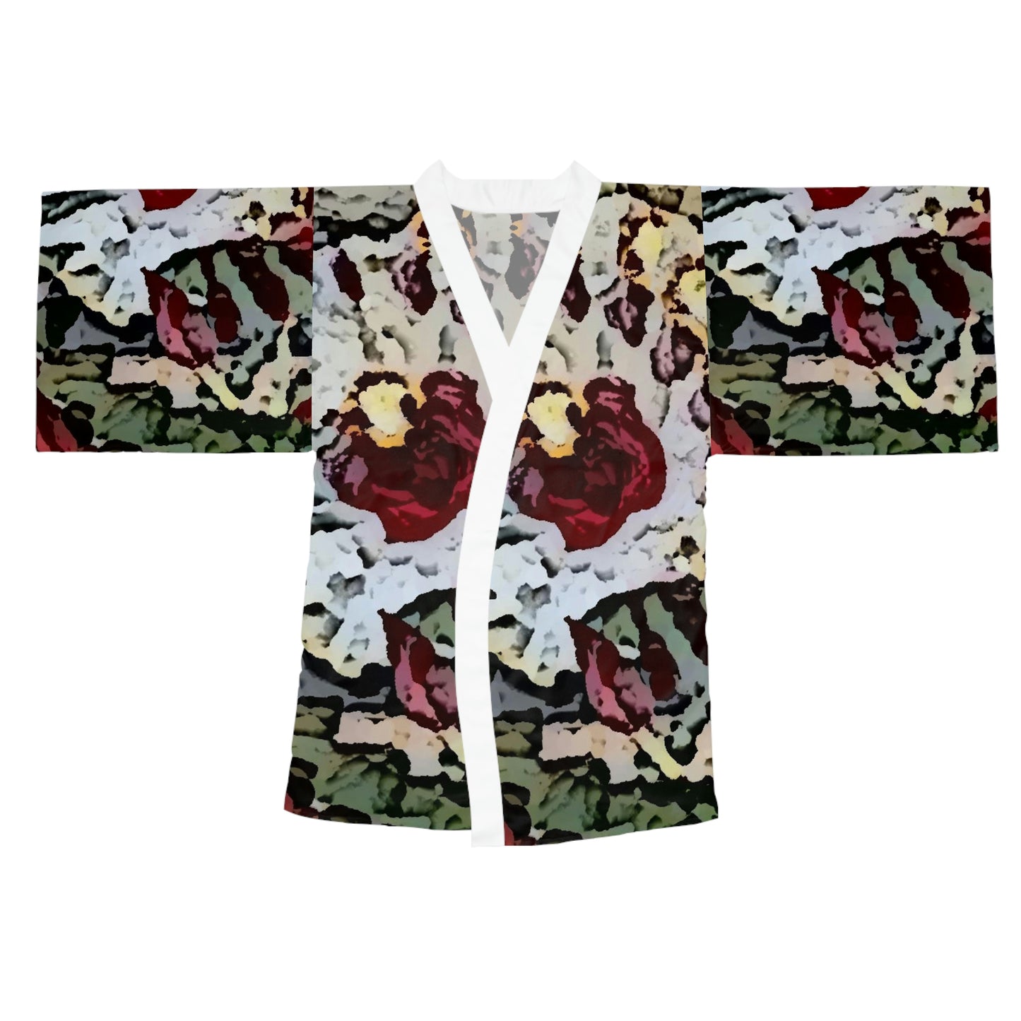 Long Sleeve Kimono Robe ... "A Friendly Flower" ... Pointsettia 'Pointing' ... Original Works ... (Supplied Photograph) ...