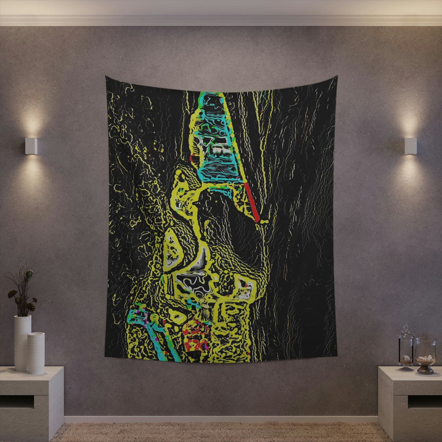Printed Wall Tapestry ... "Snow Vehicle In Snow Storm At-Rest" ... Circa 12Mar23 ... Central Idaho ... 18-Hours Rendering Time: Original Works ...