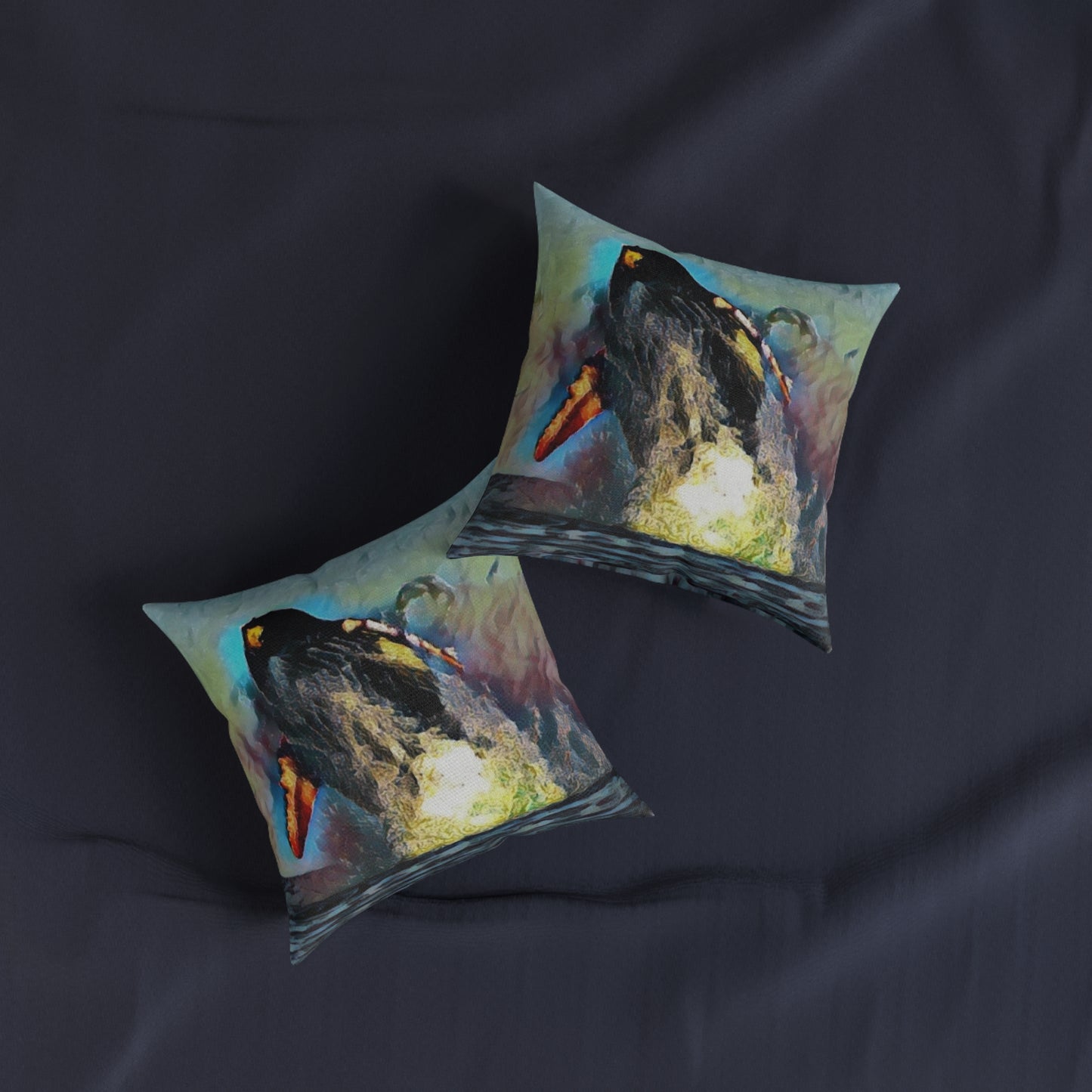 Square Pillow ... An Extraordinary Humpback Breach ... 'With Explosive Energy' ... Family Archives (KPH) ... Circa: 21st Century. Maui, HI ... Original Works ...