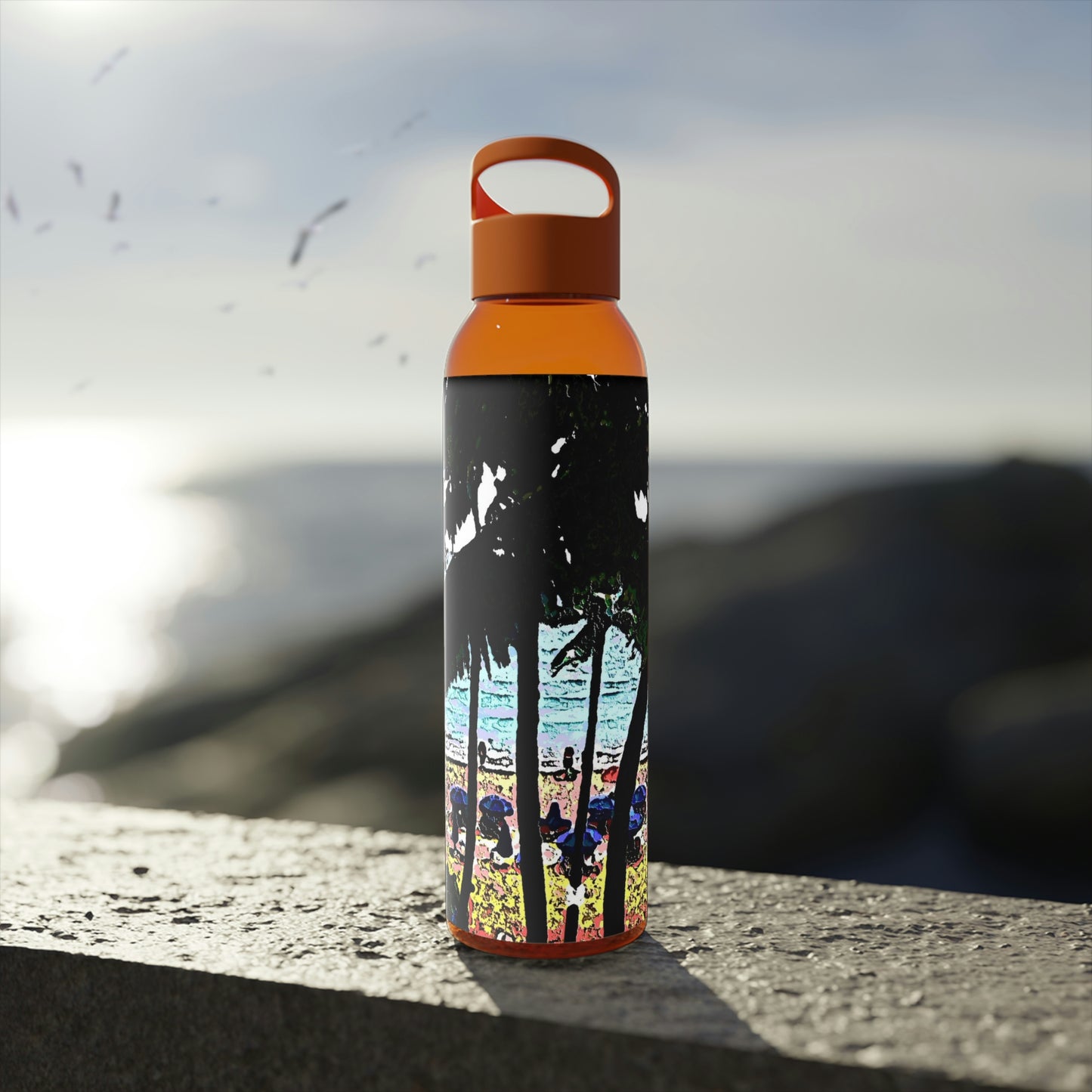 Sky Water Bottle ... "A Beautiful Beach Amongst The Palms" ... The Outrigger Waikiki, Honolulu, Oahu ... Original Works ...