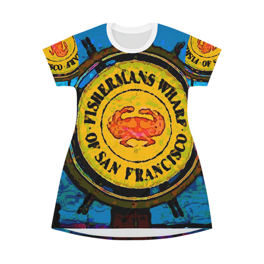 All Over Print T-Shirt Dress ... "No.9 Fishermen's Grotto - Fishermen's Wharf, SF, California" ... Family Archives: 1970's ... Original Works ...