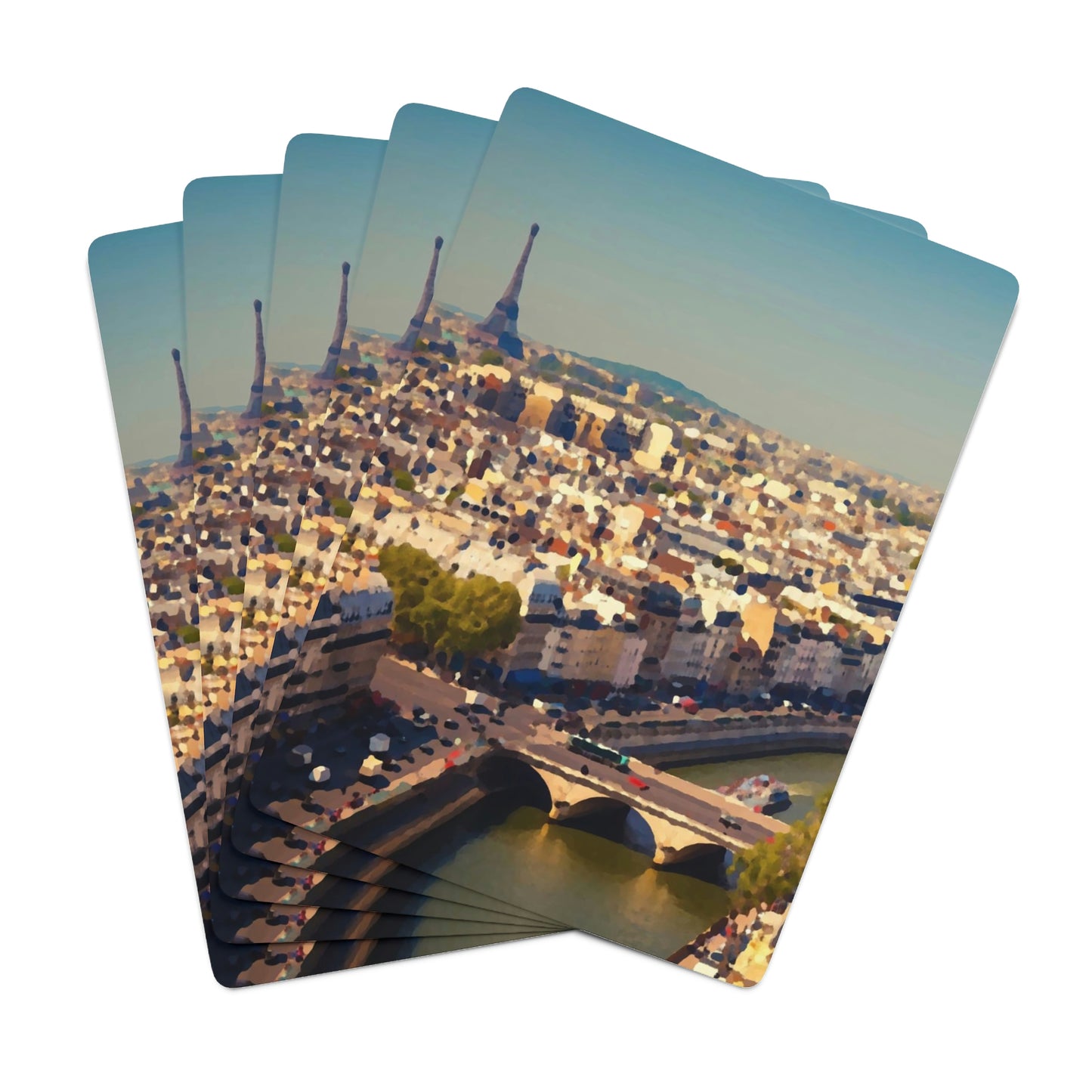 Custom Poker Cards ... Au Paris ... "Along The River Seine" ... Barbara Joan Bonnell-Holt: 1972 ... Original Works ...