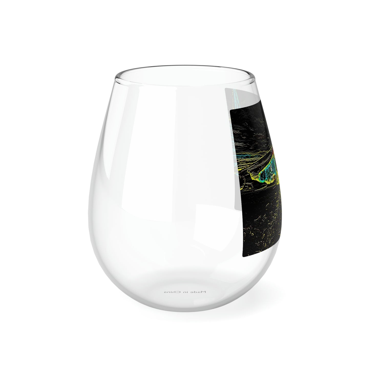Stemless Wine Glass, 11.75oz ... "Snow Vehicle In Snow Storm At-Rest" ... Circa 12Mar23 ... Central Idaho ... 18-Hours Rendering Time: Original Works ...
