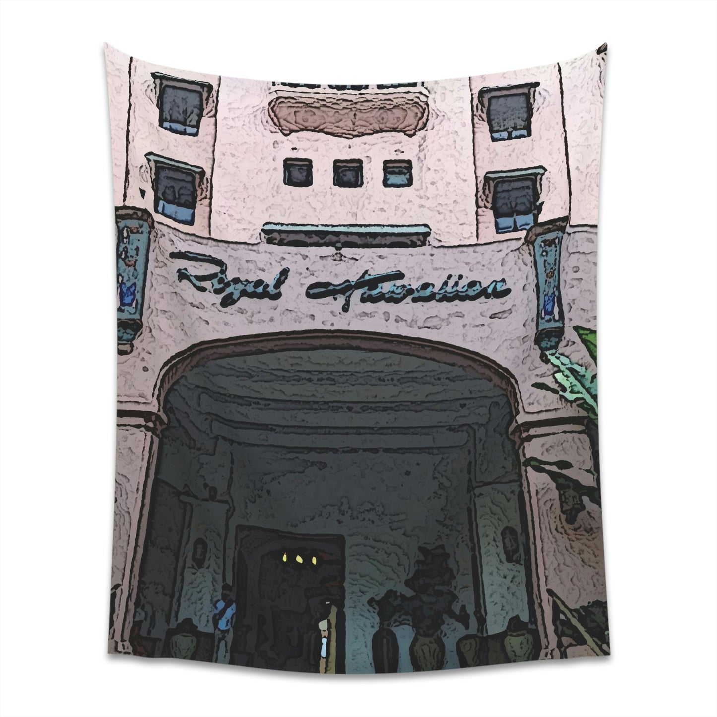 Printed Wall Tapestry ...  "La Grande Entree" At: 'The Pink Palace' ... The Royal Hawai'ian ... Honolulu, HI ... '27Oct2014' ... Original Works ...