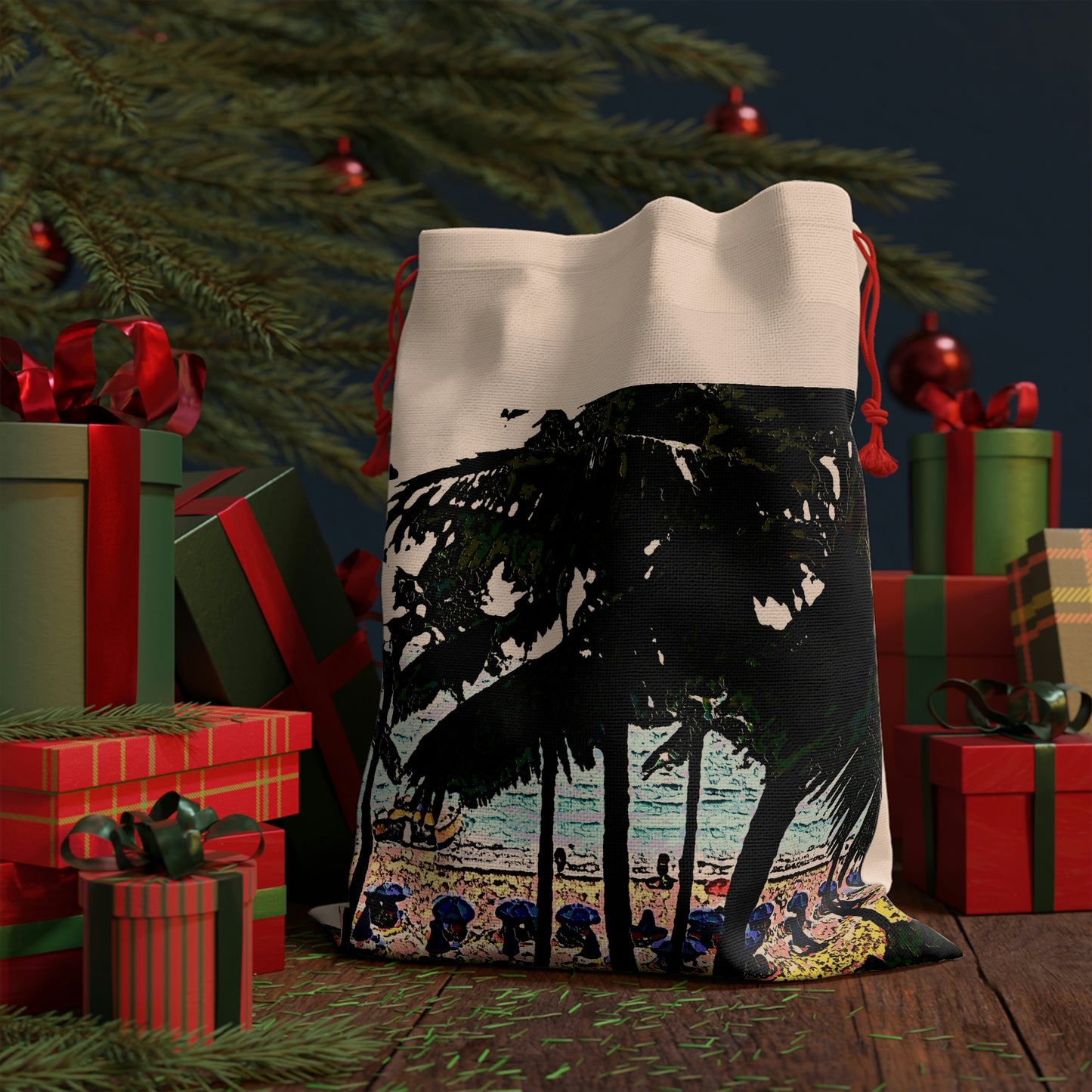 Linen Bag ... "A Beautiful Beach Amongst The Palms" ... The Outrigger Waikiki, Honolulu, Oahu ... Original Works ...