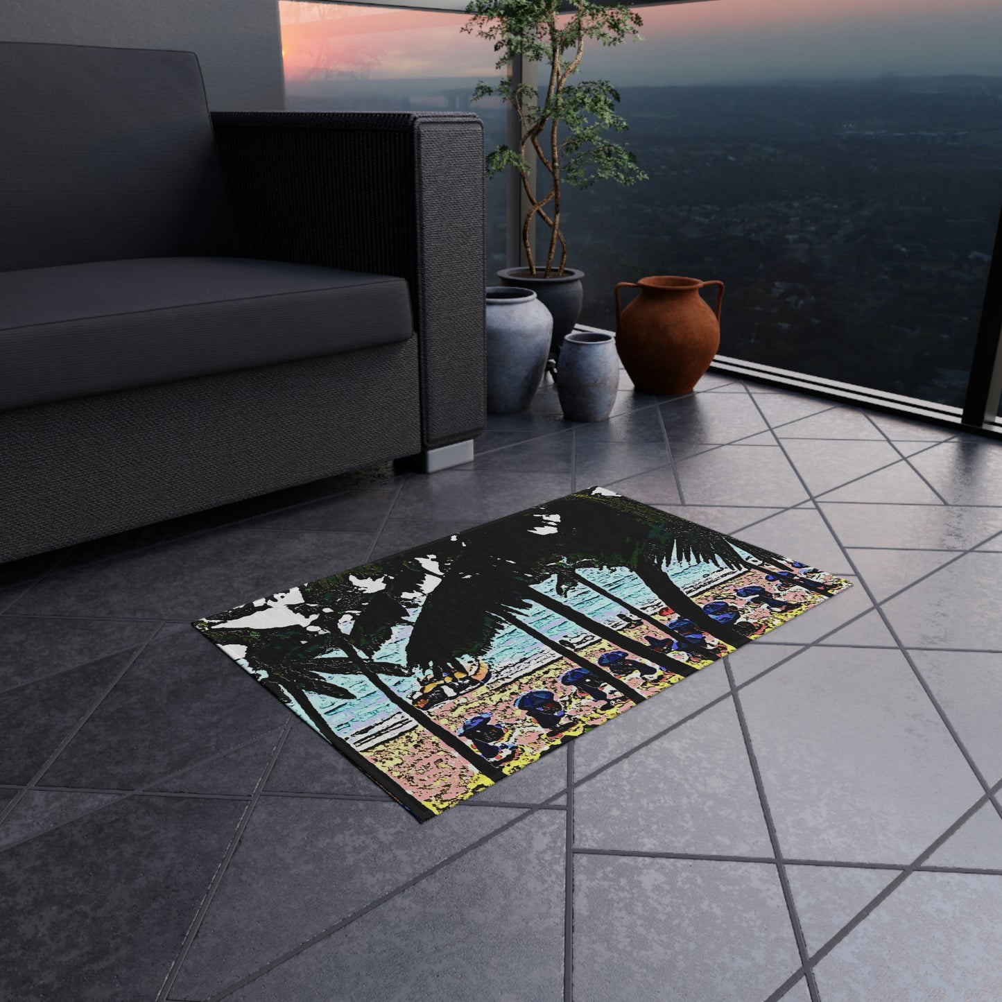 Outdoor Rug ... "A Beautiful Beach Amongst The Palms" ... The Outrigger Waikiki, Honolulu, Oahu ... Original Works ...