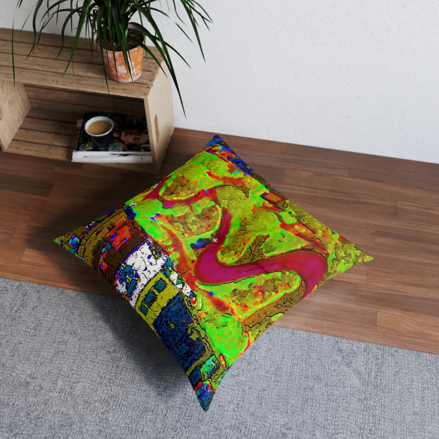 Tufted Floor Pillow, Square ... A Crazy Street ... 'Eight Winding Curve-Switchbacks' ... "Lombard Street, San Francisco, CA' ... Family Archives: 1970's ... Original Works ...
