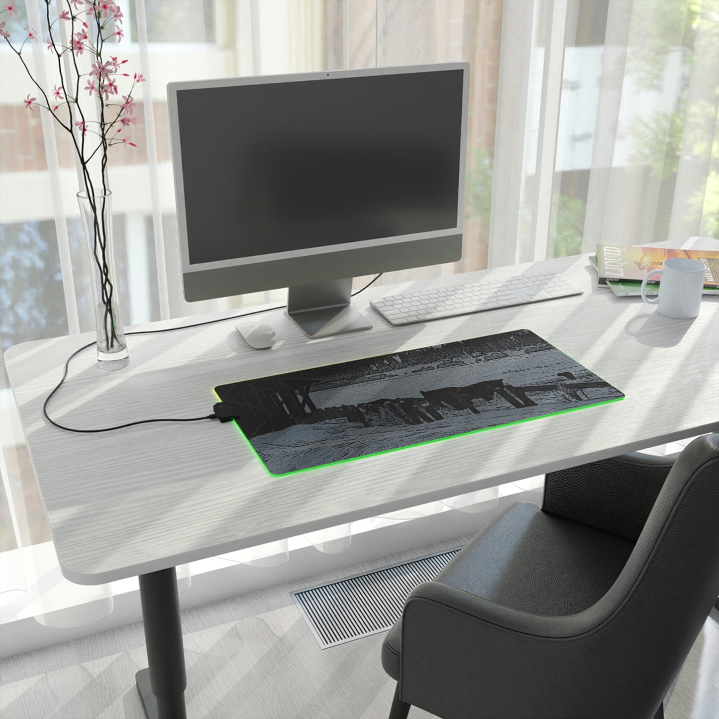 LED Gaming Mouse Pad ... A Quiet Morning ... "Along The Red River & Nature Preserve Plateau" ... Jan23 ... Original Works ...