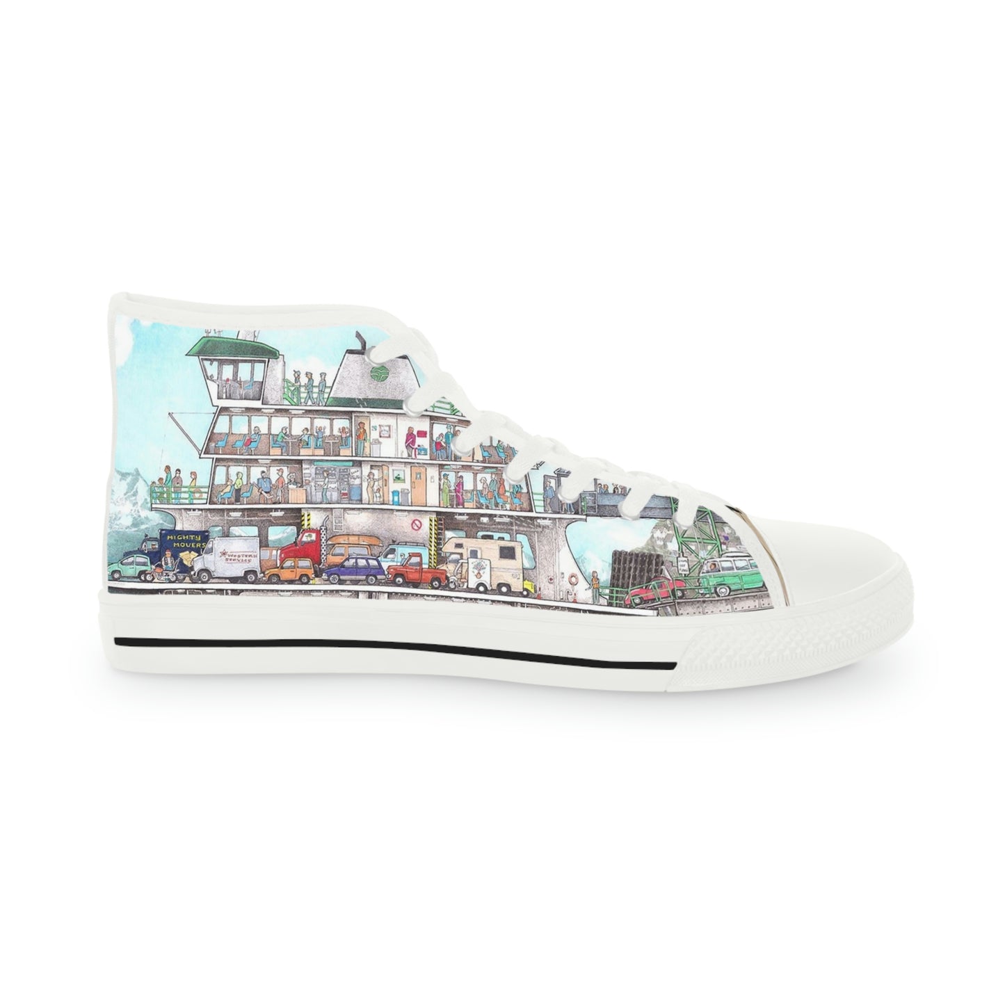 Men's High Top Sneakers ... WADOT ... Washington State Ferries ... 'And-A-Classic Of Old' ...