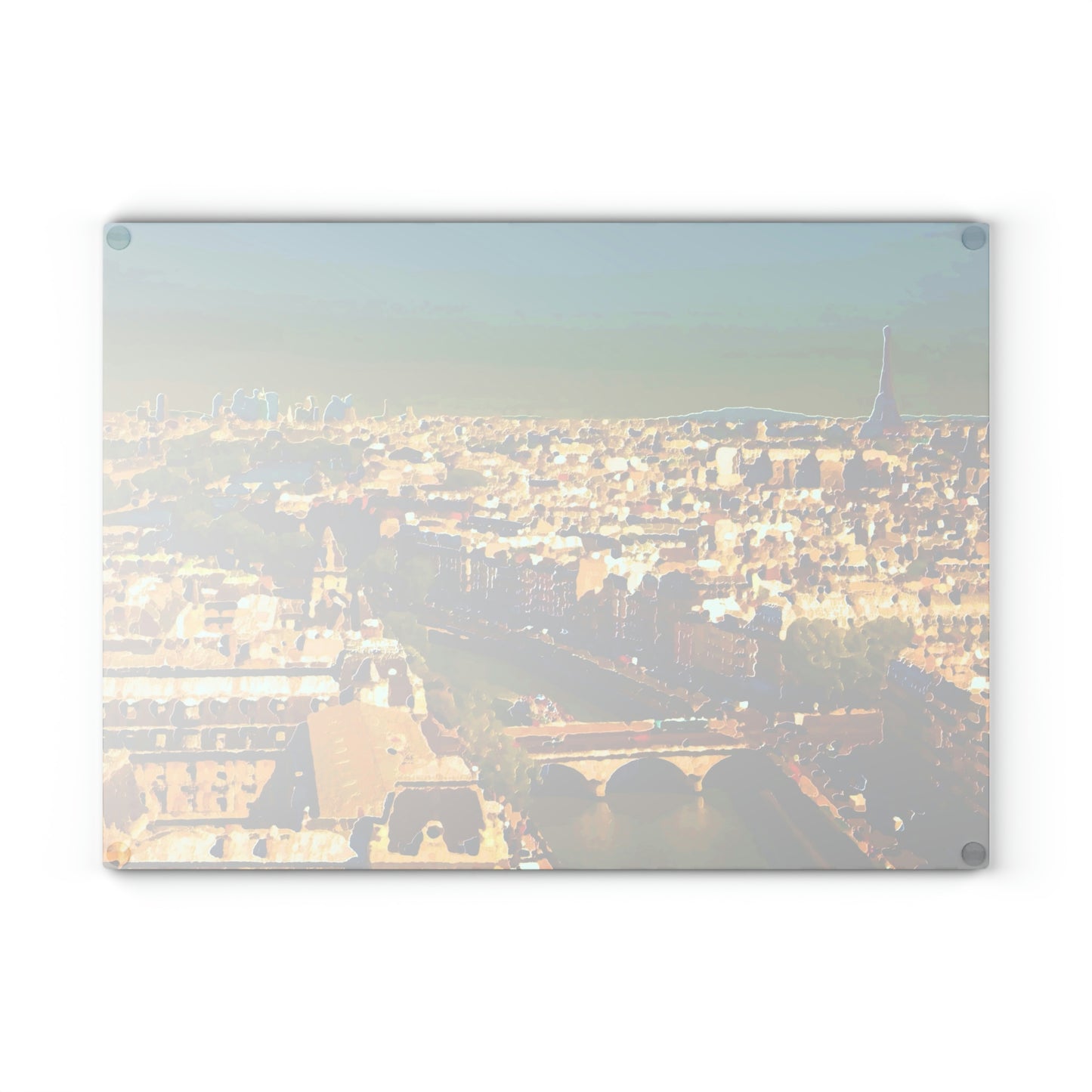Glass Cutting Board ... Au Paris ... "Along The River Seine" ... Barbara Joan Bonnell-Holt: 1972 ... Original Works ...