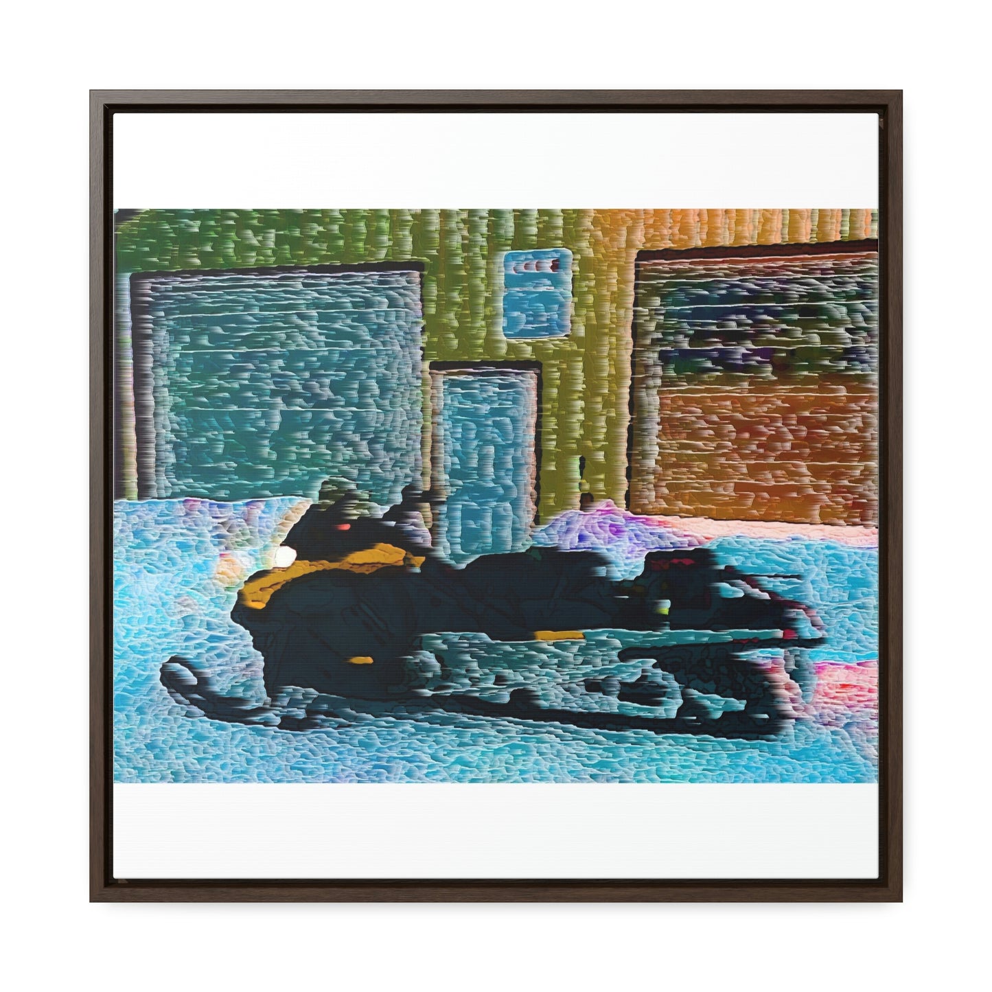 Gallery Canvas Wraps, Square Frame ... Snowmobile & Impressionalism ... 'Collecting Mail & Packages' .... Dixie, Idaho, USA ... Original Works: 10 Hours Rendering Time ...