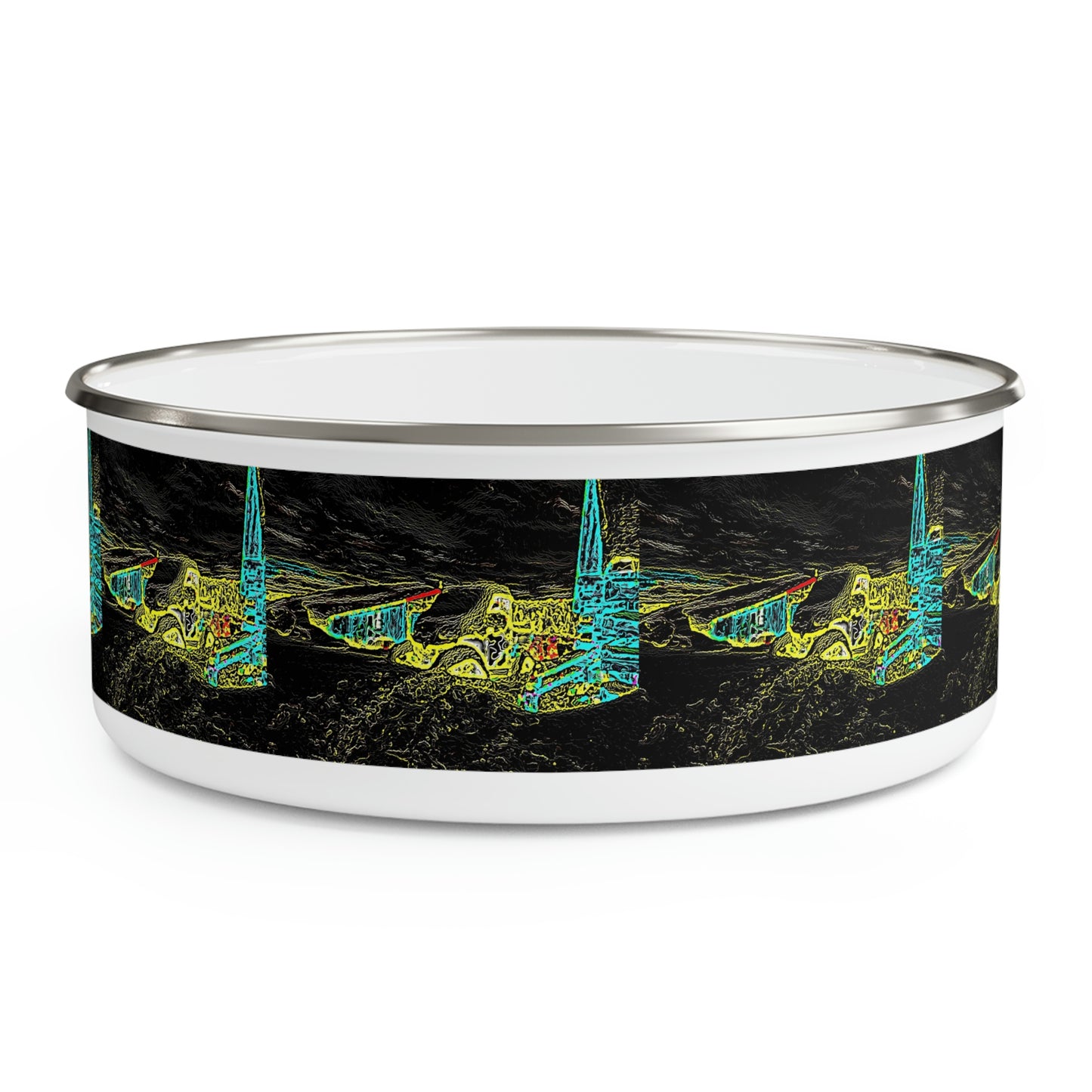 Enamel Bowl ... "Snow Vehicle In Snow Storm At-Rest" ... Circa 12Mar23 ... Central Idaho ... 18-Hours Rendering Time: Original Works ...