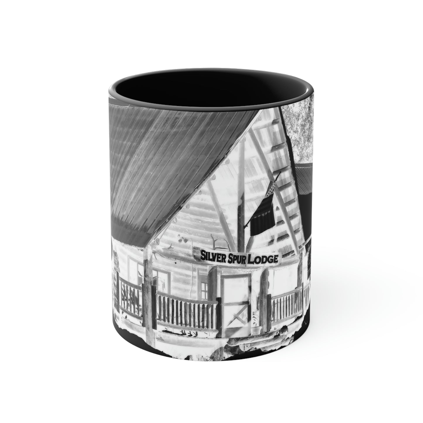 Accent Coffee Mug, 11oz ... A Beautiful Lodge & Back-Country Outfitter In A Mountain Town ... 'Dixie, Idaho, November 2022' ... Original Works ...
