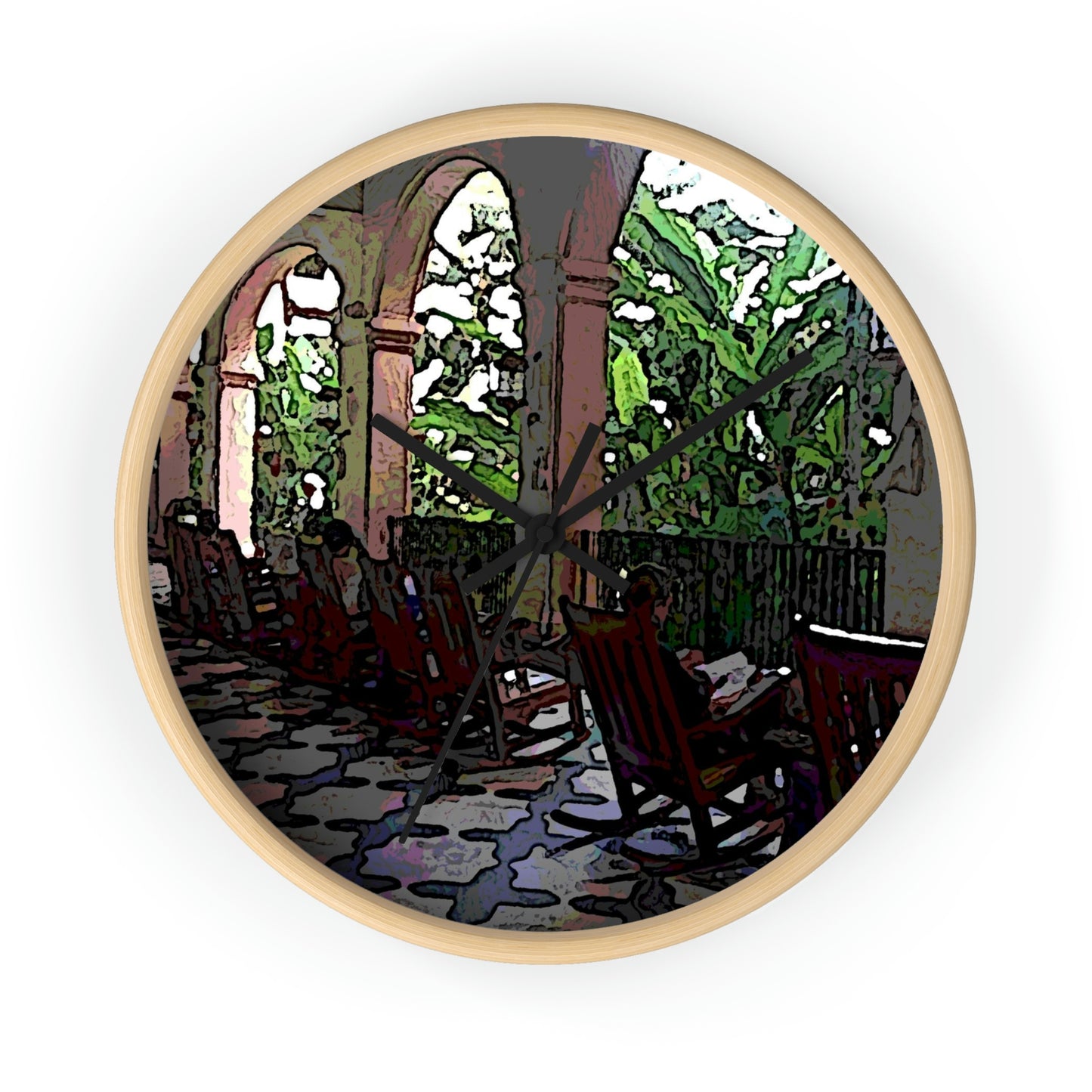 Wall clock ... Lanai & Rocking Chairs At: 'The Pink Palace' ... The Royal Hawai'ian ... Honolulu, HI ... '27Oct2014' ... Original Works ...