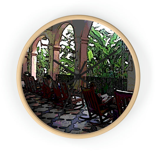 Wall clock ... Lanai & Rocking Chairs At: 'The Pink Palace' ... The Royal Hawai'ian ... Honolulu, HI ... '27Oct2014' ... Original Works ...
