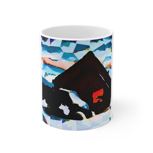 Ceramic Mug 11oz ... After An Intense Snow Storm ... 'Digging Out' ... A Vehicle & Cabin "In The Mountains" ... March 2023 ... Original Works ...