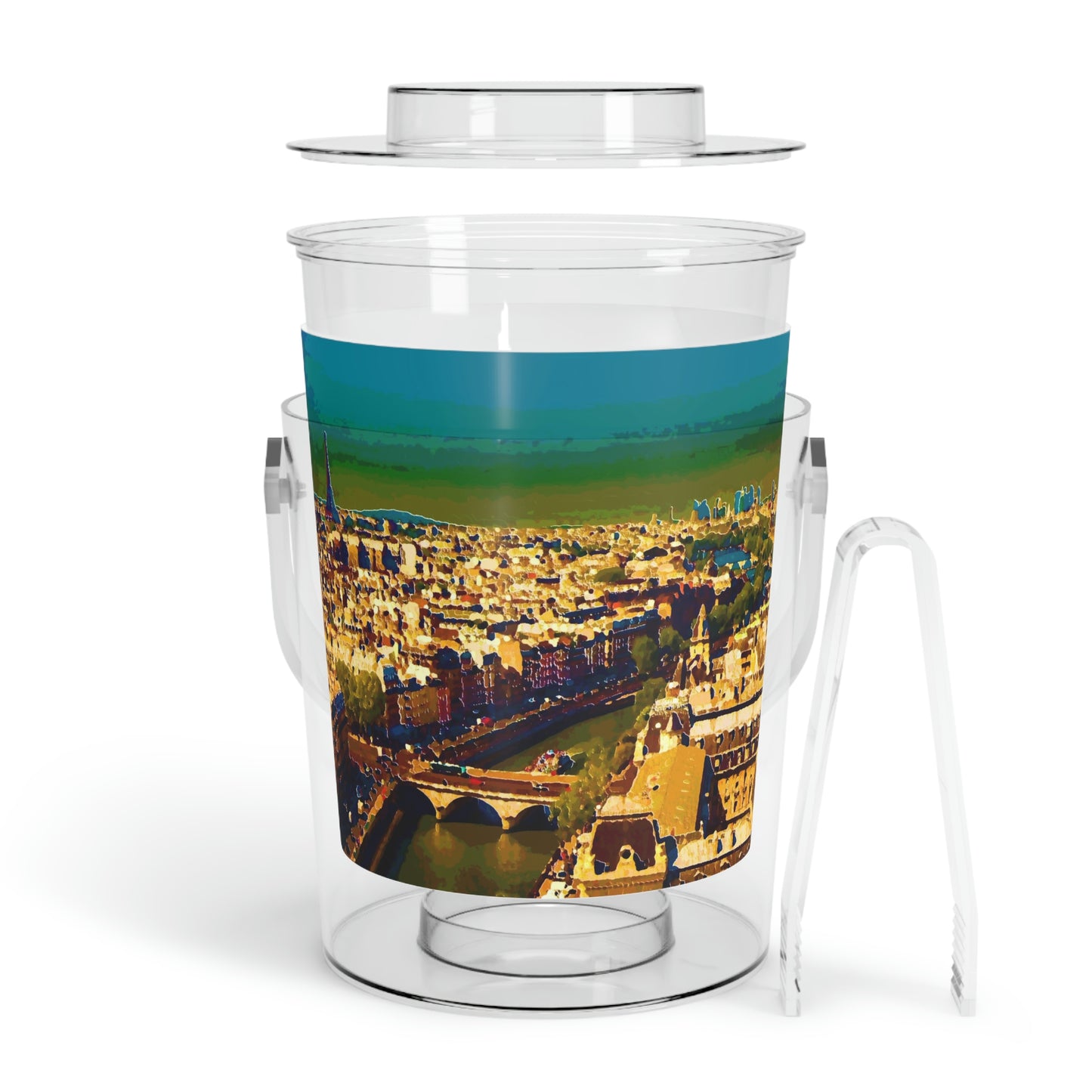 Ice Bucket with Tongs ... Au Paris ... "Along The River Seine" ... Barbara Joan Bonnell-Holt: 1972 ... Original Works ...