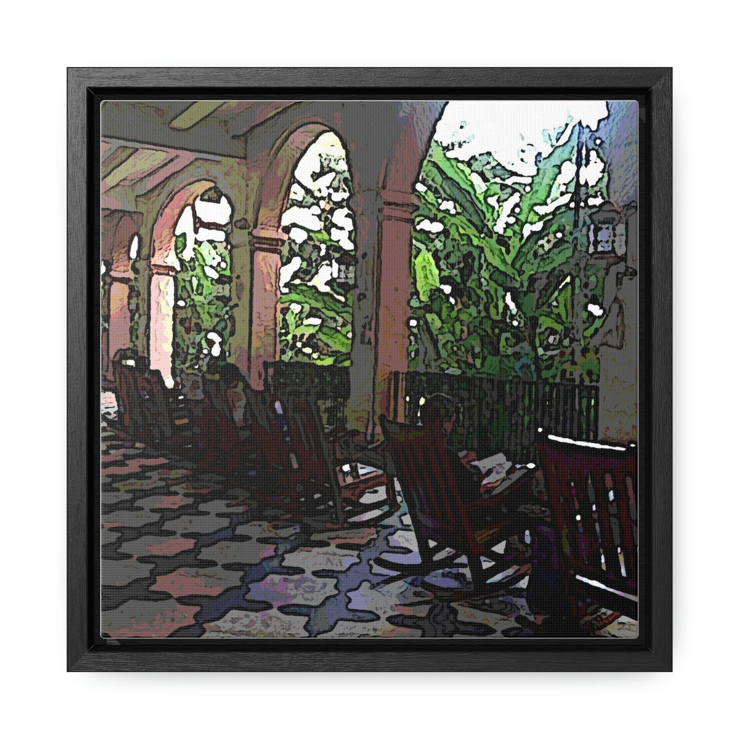 Gallery Canvas Wraps, Square Frame ...  Lanai & Rocking Chairs At: 'The Pink Palace' ... The Royal Hawai'ian ... Honolulu, HI ... '27Oct2014' ... Original Works ...