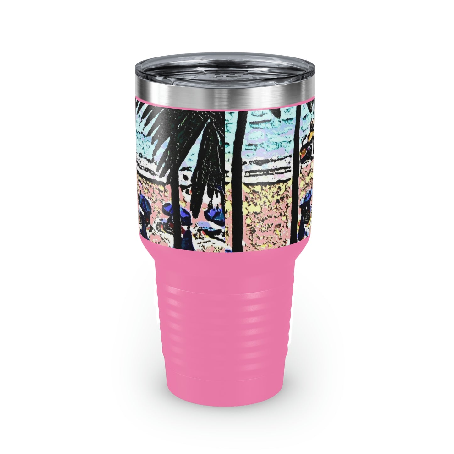 Ringneck Tumbler, 30oz ... "A Beautiful Beach Amongst The Palms" ... The Outrigger Waikiki, Honolulu, Oahu ... Original Works ...