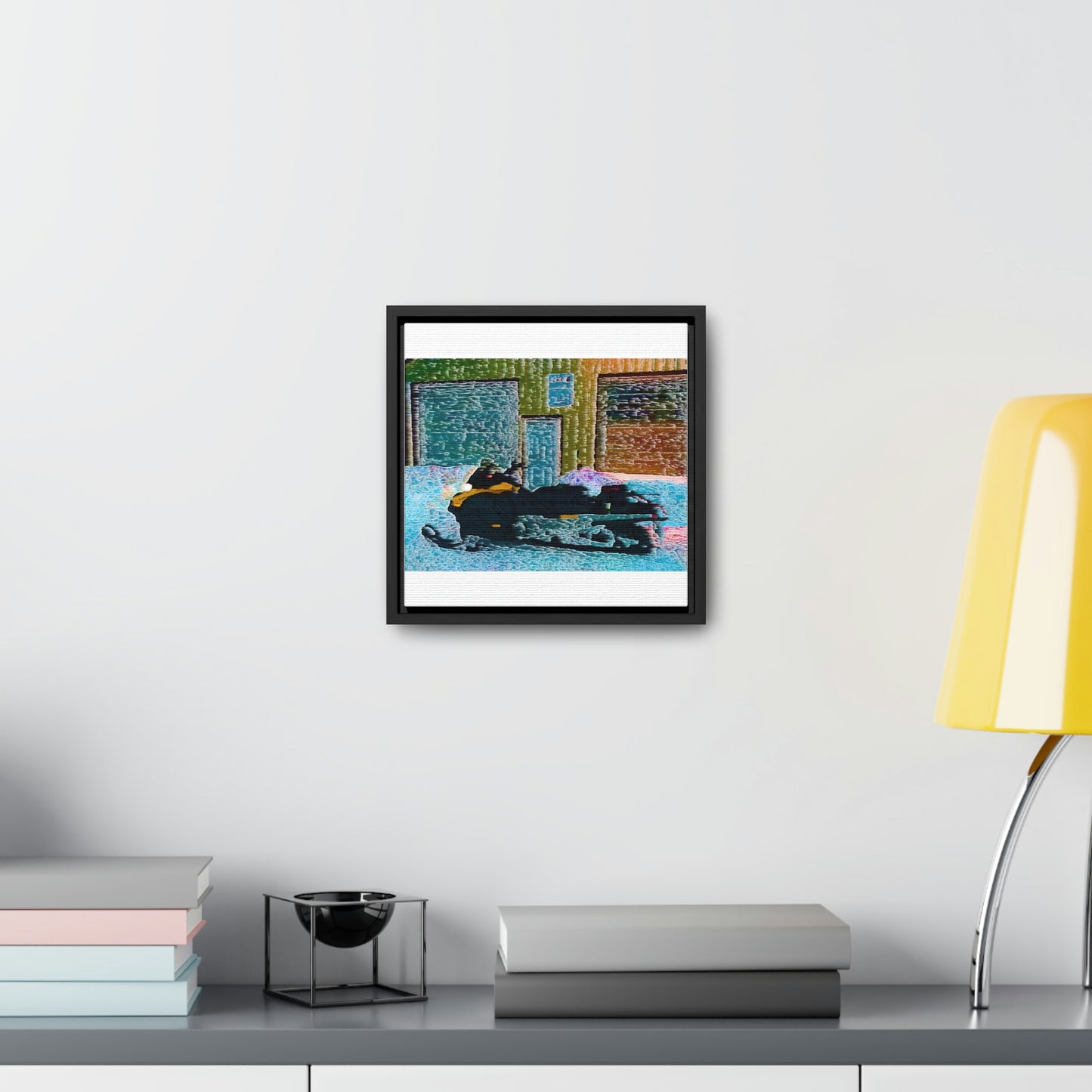 Gallery Canvas Wraps, Square Frame ... Snowmobile & Impressionalism ... 'Collecting Mail & Packages' .... Dixie, Idaho, USA ... Original Works: 10 Hours Rendering Time ...