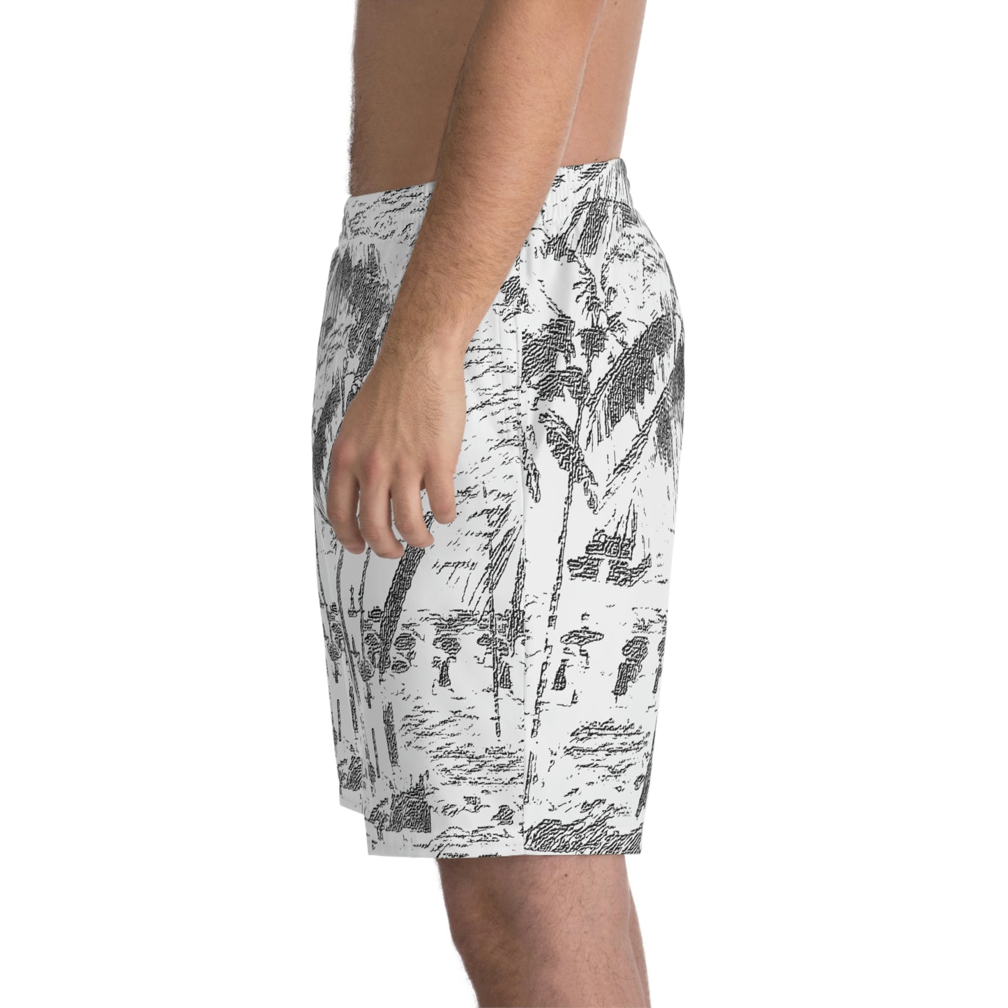 Men's Elastic Beach Shorts (AOP) ... "The Royal Hawai'ian: Waikiki Beach_Beach" ... Honolulu, HI ... October 2014 (Halloween) ... Original Works ...