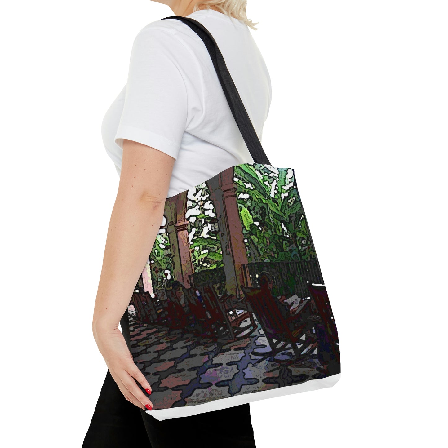 AOP Tote Bag ...  Lanai & Rocking Chairs At: 'The Pink Palace' ... The Royal Hawai'ian ... Honolulu, HI ... '27Oct2014' ... Original Works ...