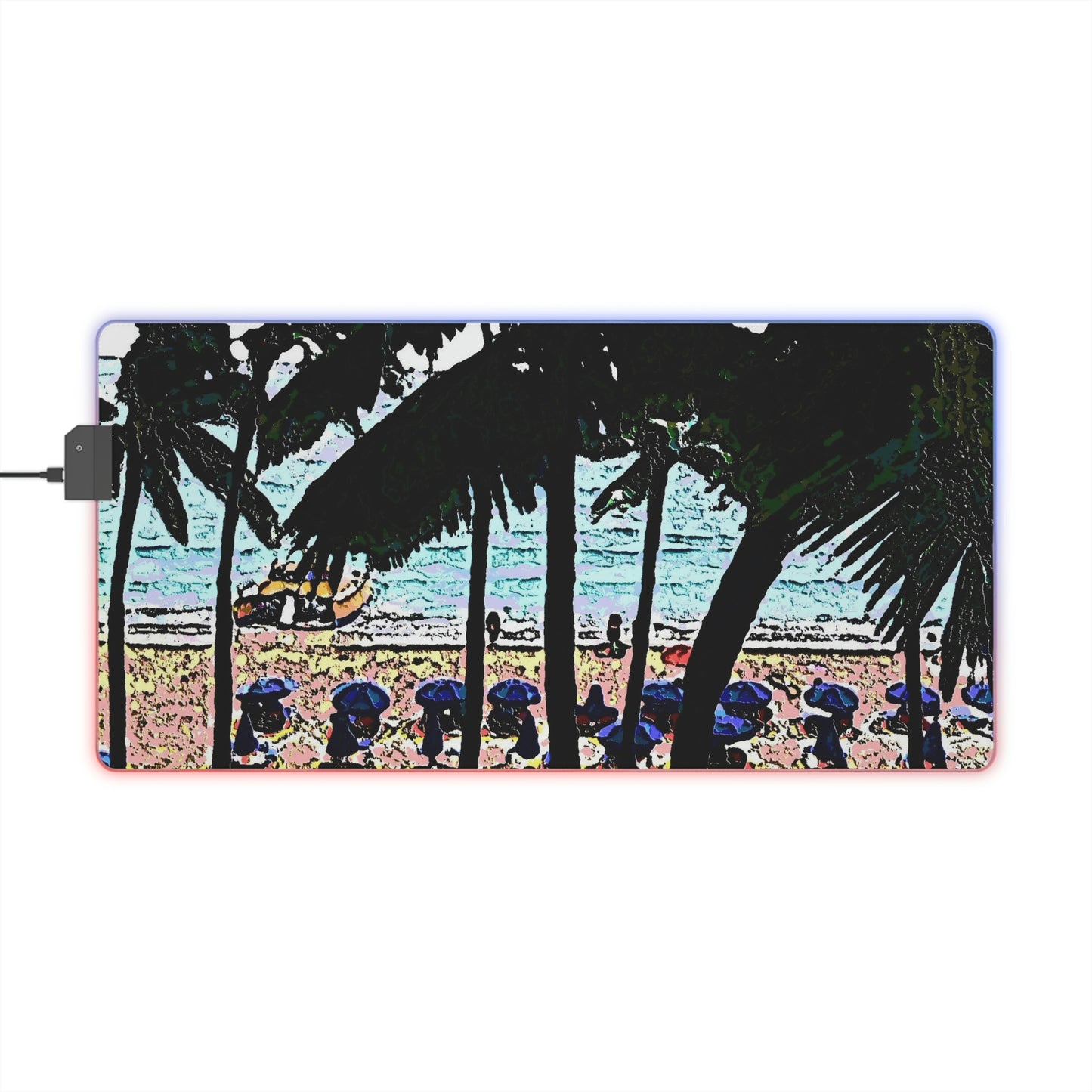 LED Gaming Mouse Pad ... "A Beautiful Beach Amongst The Palms" ... The Outrigger Waikiki, Honolulu, Oahu ... Original Works ...