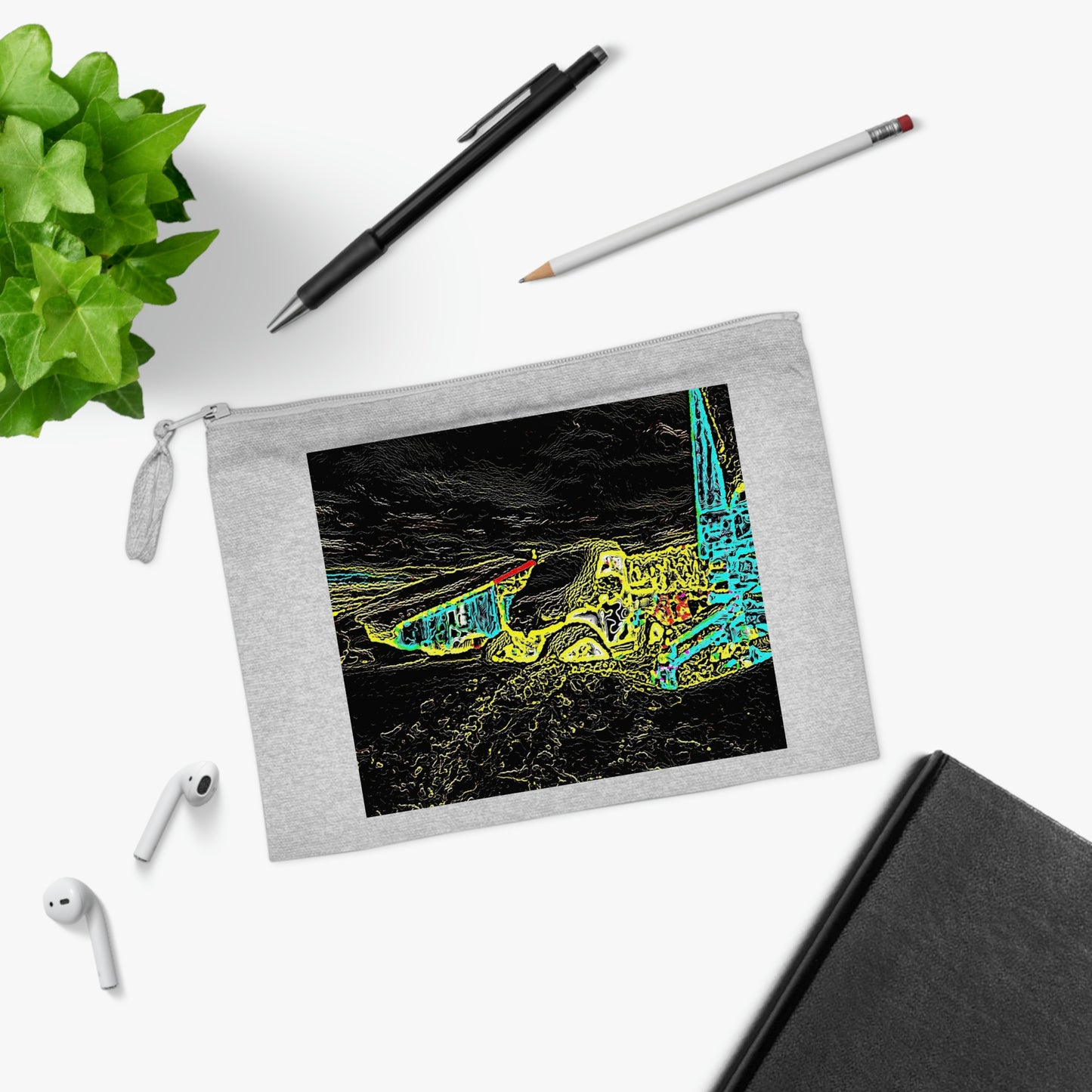 Pencil Case ... "Snow Vehicle In Snow Storm At-Rest" ... Circa 12Mar23 ... Central Idaho ... 18-Hours Rendering Time: Original Works ...