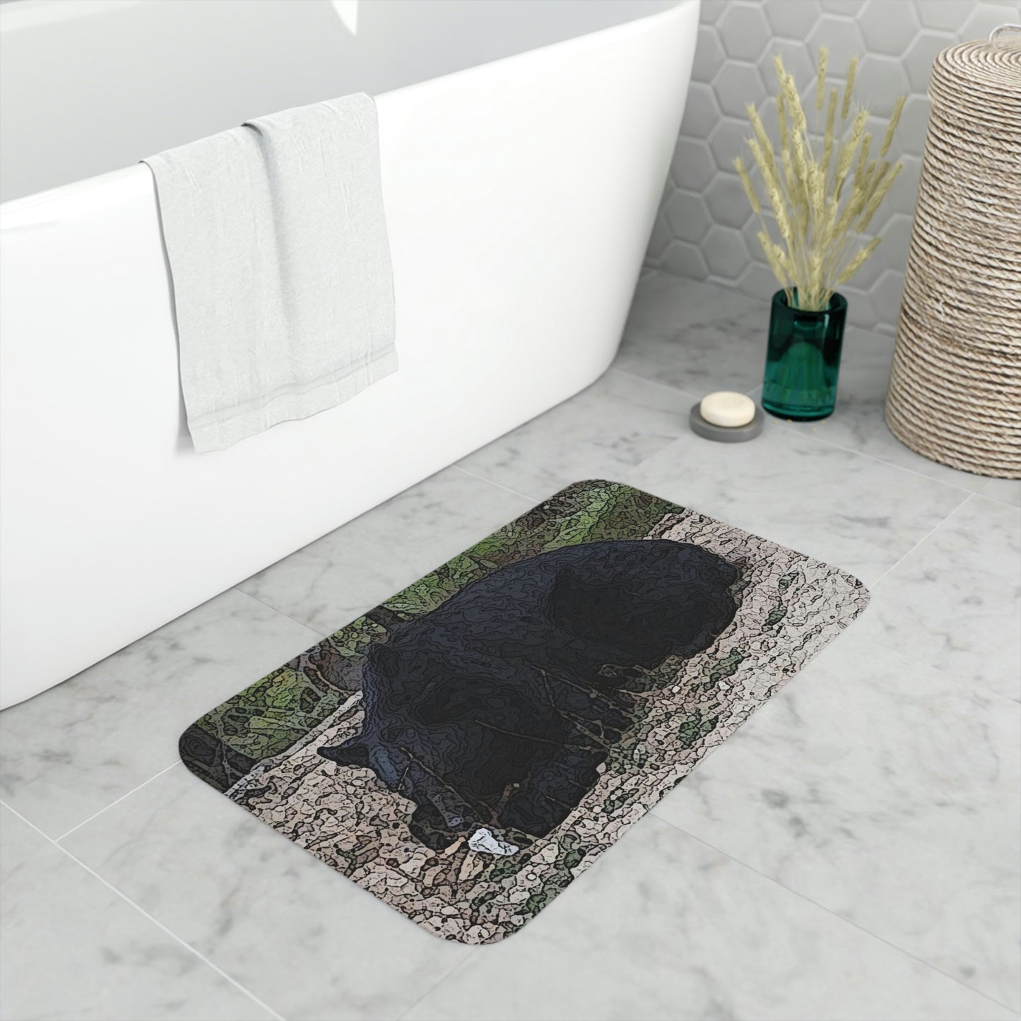 Memory Foam Bath Mat ... As You Go About Your Bathroom Duties ... "So Too Will Your Visitor" ...