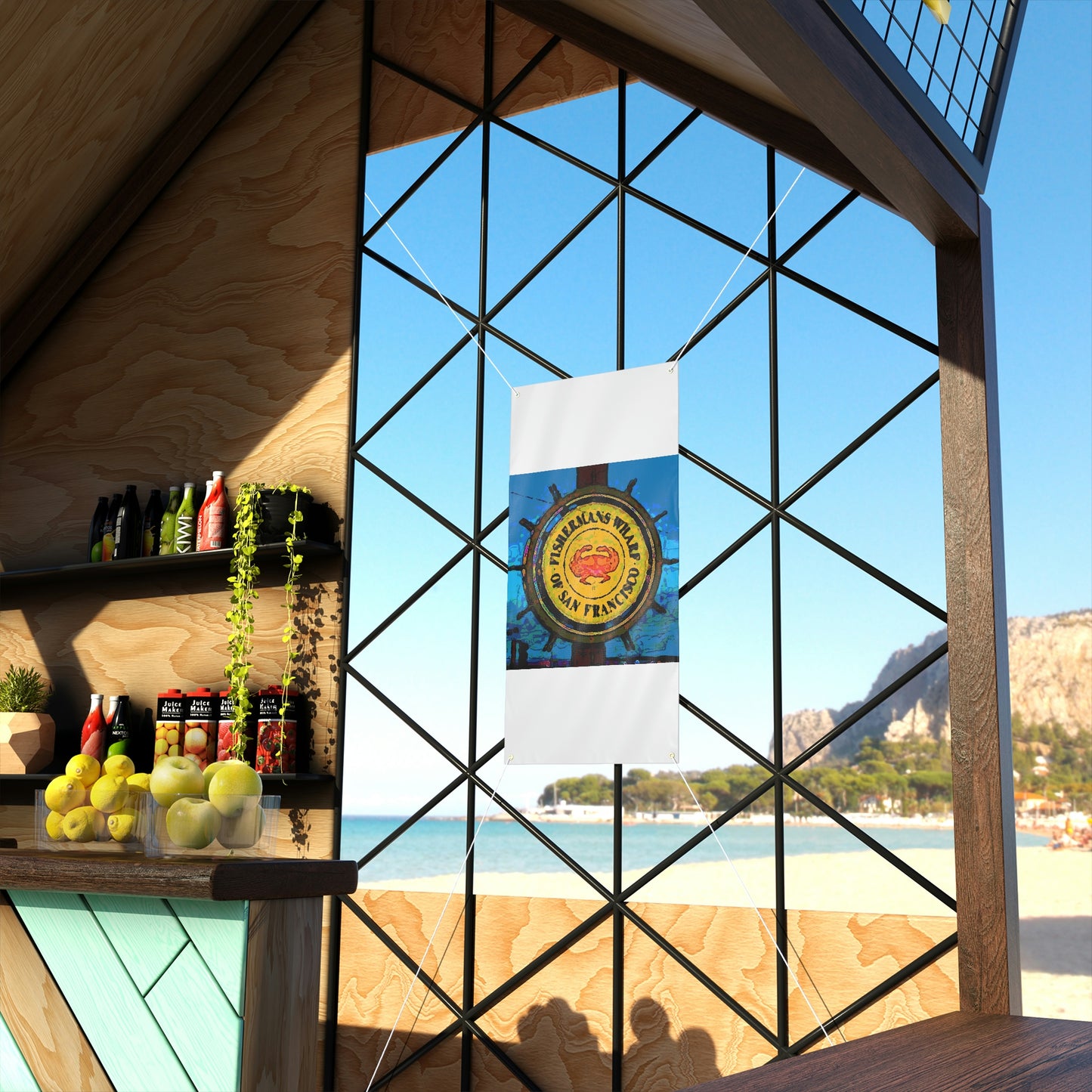 Matte Banner ... "No.9 Fishermen's Grotto - Fishermen's Wharf, SF, California" ... Family Archives: 1970's ... Original Works ...