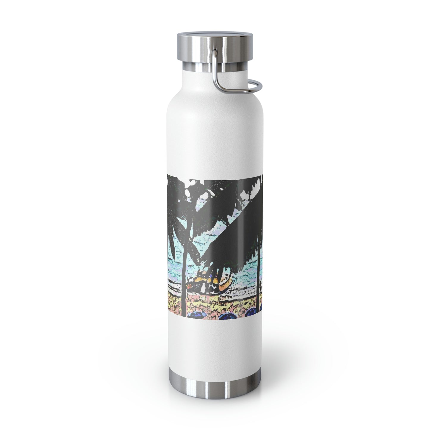 Copper Vacuum Insulated Bottle, 22oz ... "A Beautiful Beach Amongst The Palms" ... The Outrigger Waikiki, Honolulu, Oahu ... Original Works ...