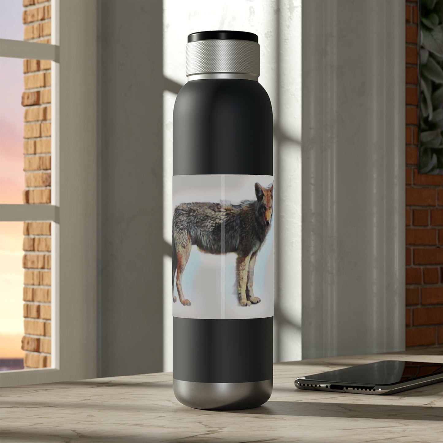 Soundwave Copper Vacuum Audio Bottle 22oz ... Coyote ... "Yosemite Valley: Circa May23 ... KPH Base Photo" ... Original Works ...