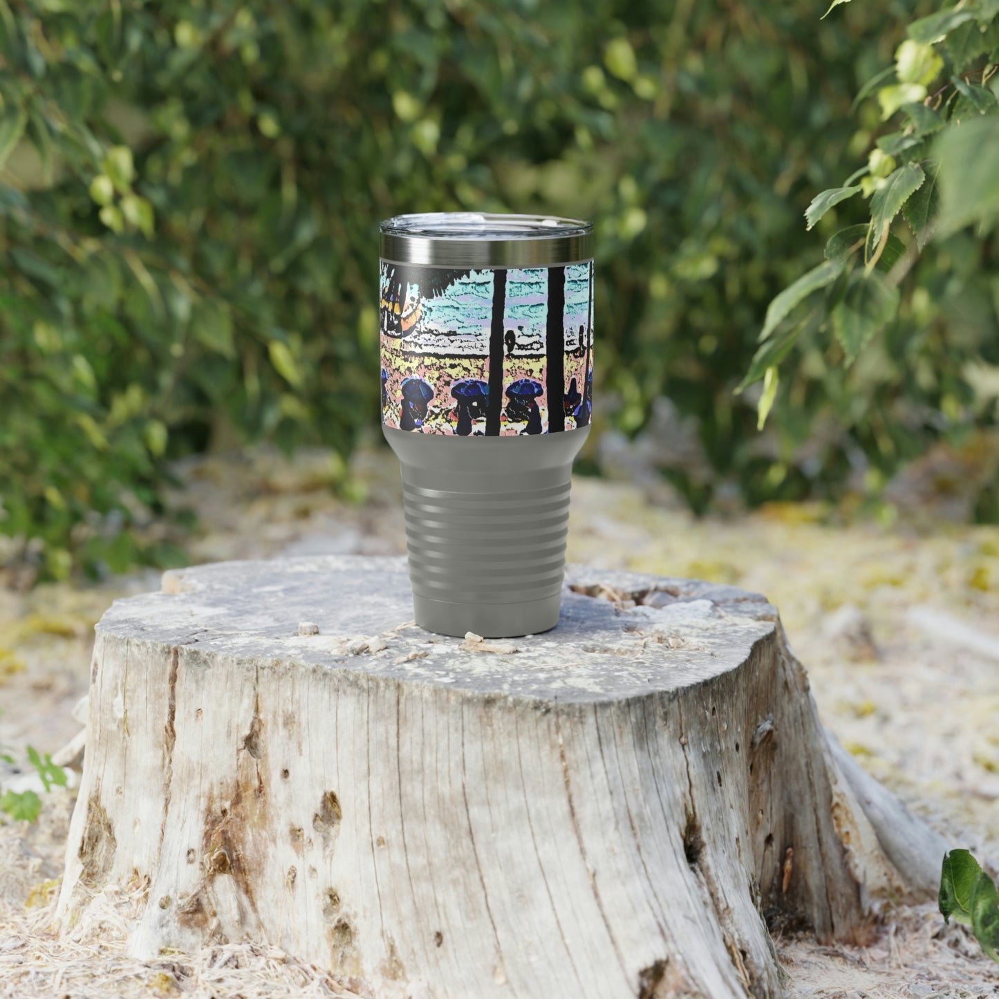 Ringneck Tumbler, 30oz ... "A Beautiful Beach Amongst The Palms" ... The Outrigger Waikiki, Honolulu, Oahu ... Original Works ...