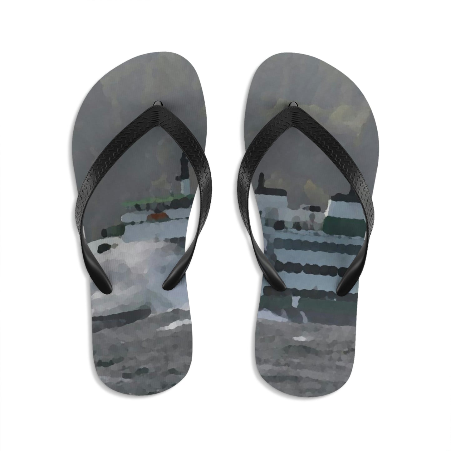 Unisex Flip-Flops ... WADOT Ferry Crossing ... "A Very Rough Day" ... Mulkiteo Route ... Family Archives ... Early 1990's' ... Original Works ...