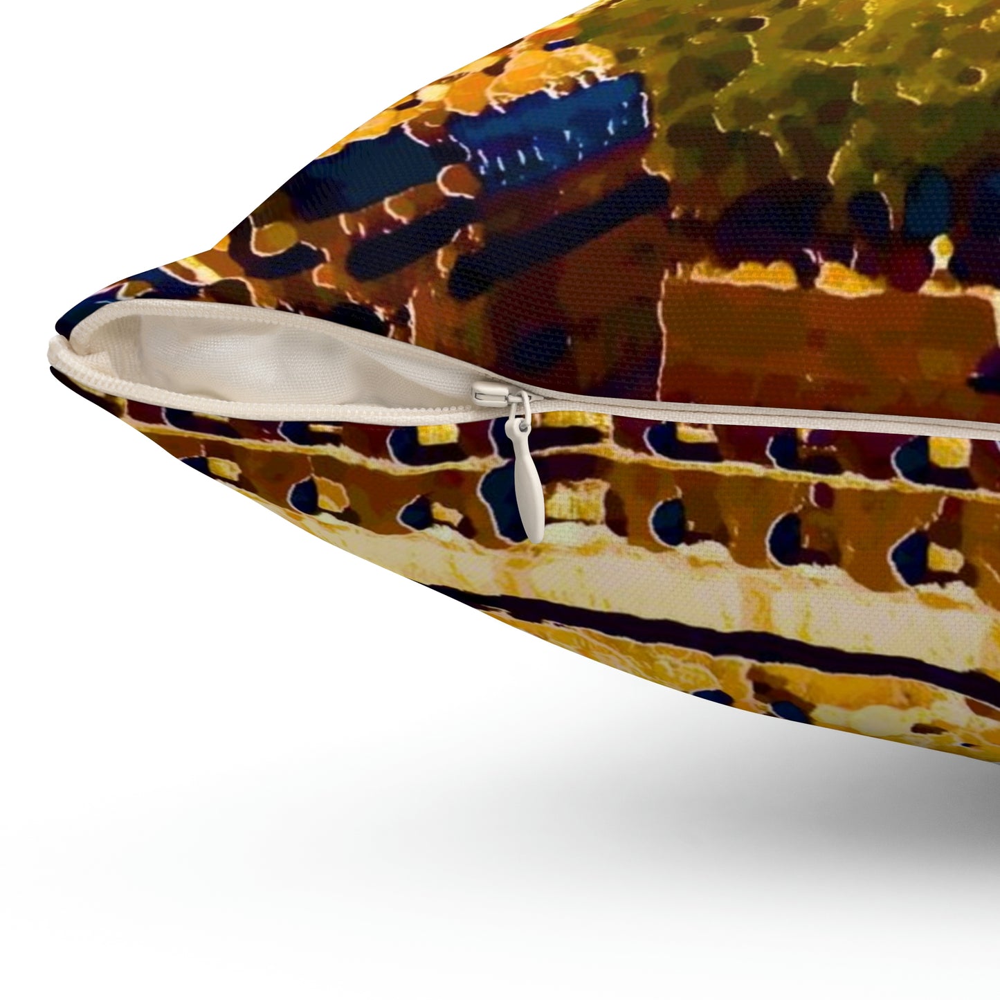 Spun Polyester Square Pillow ... Au Paris ... "Along The River Seine" ... Barbara Joan Bonnell-Holt: 1972 ... Original Works ...