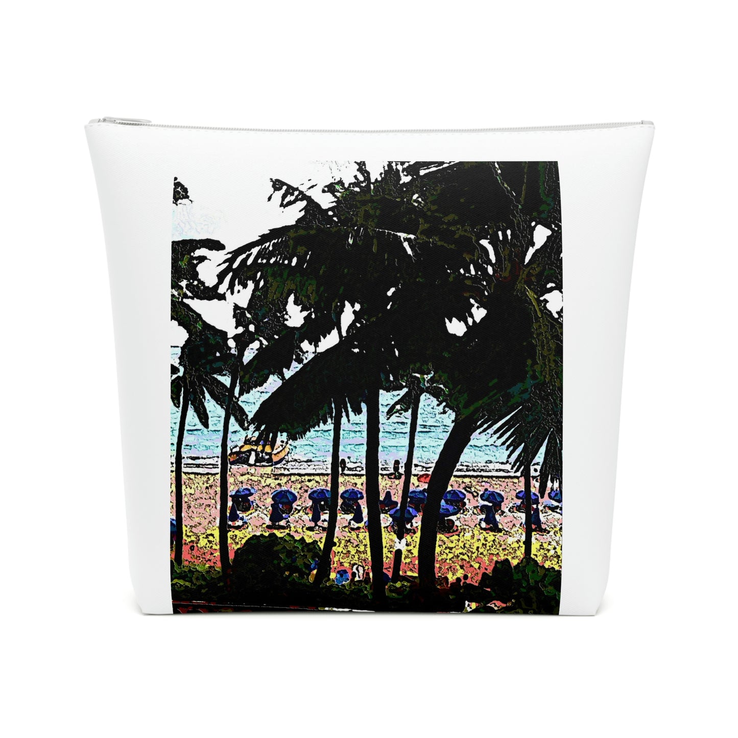 Cotton Cosmetic Bag ... "A Beautiful Beach Amongst The Palms" ... The Outrigger Waikiki, Honolulu, Oahu ... Original Works ...