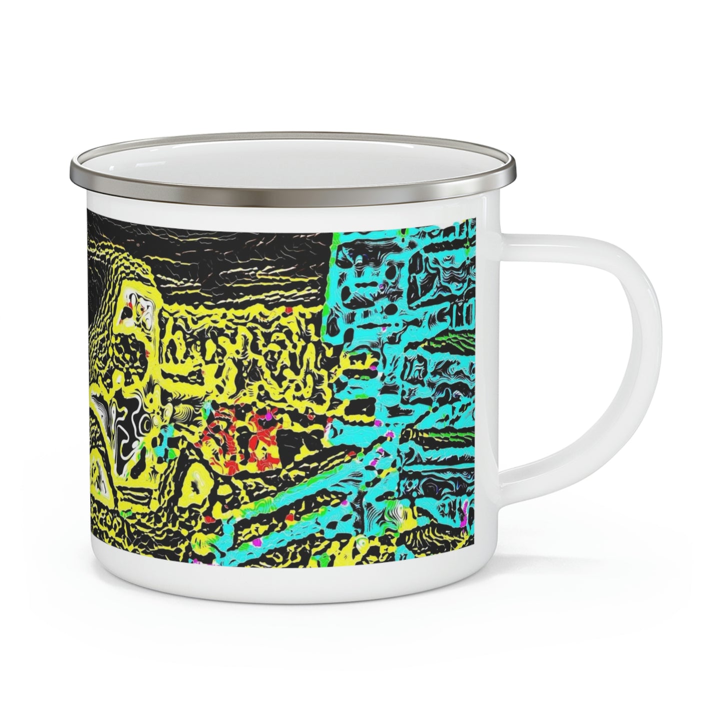 Enamel Camping Mug ... "Snow Vehicle In Snow Storm At-Rest" ... Circa 12Mar23 ... Central Idaho ... 18-Hours Rendering Time: Original Works ...