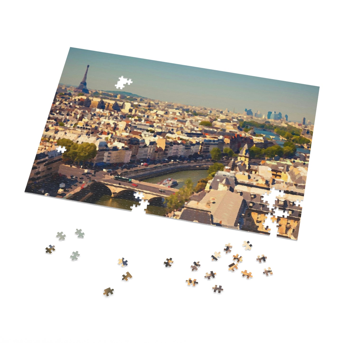 Jigsaw Puzzle (30, 110, 252, 500,1000-Piece) ... Au Paris ... "Along The River Seine" ... Barbara Joan Bonnell-Holt: 1972 ... Original Works ...