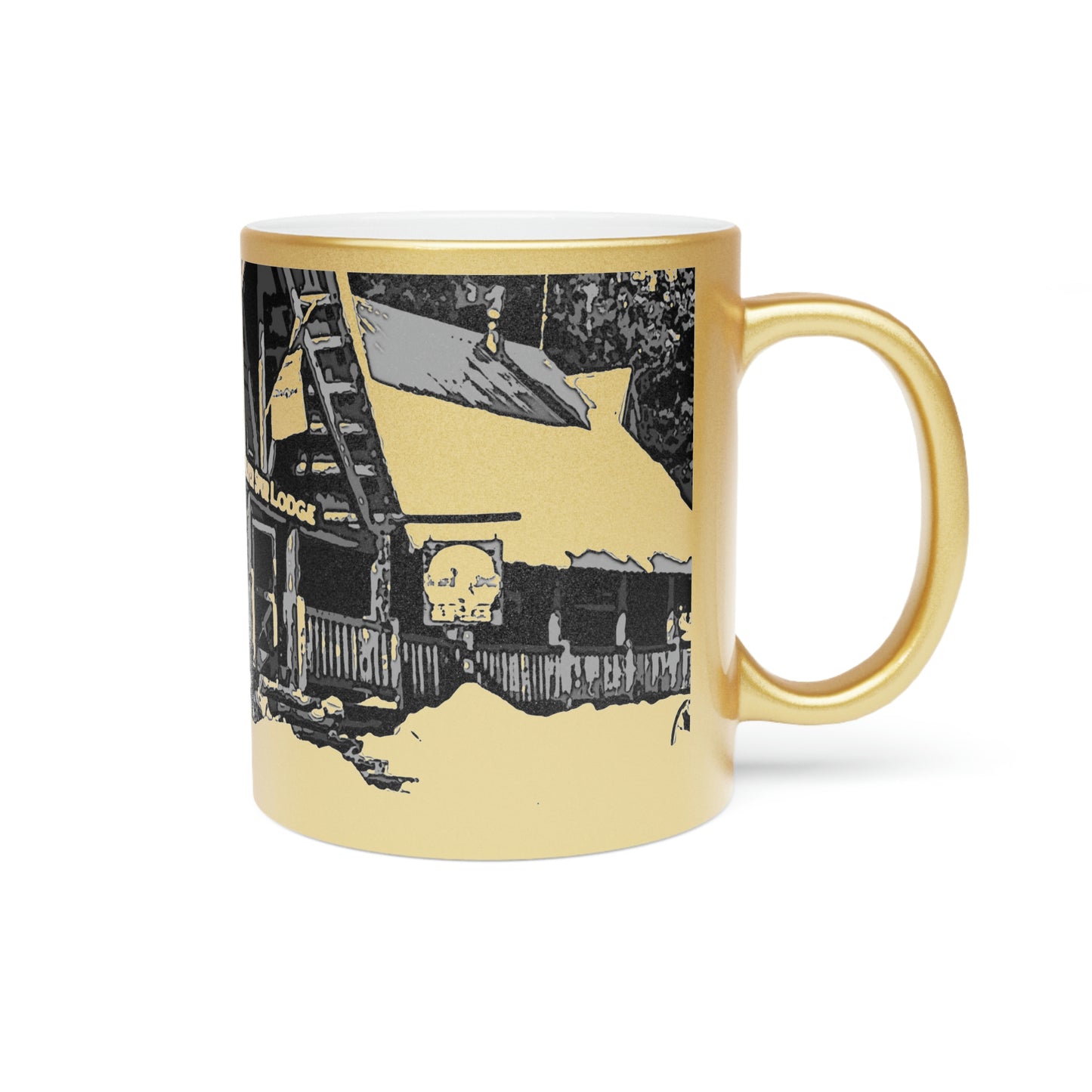 Metallic Mug (Silver\Gold) ... A Beautiful Lodge & Back-Country Outfitter In A Mountain Town ... 'Dixie, Idaho, November 2022' ... Original Works ...
