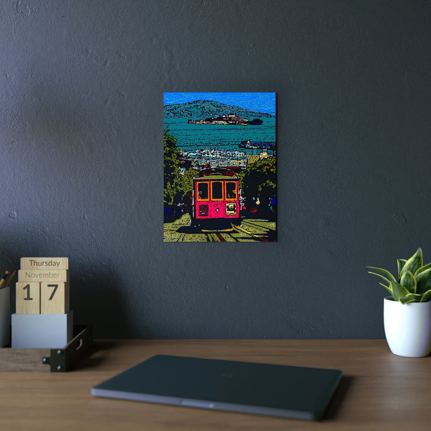 Aluminum Composite Panels ... San Francisco ... 'A Rice-A-Roni-Treat' ... Family Archives ... Cable Car Descends Hill Towards Alcatraz Island ... Original Works ...
