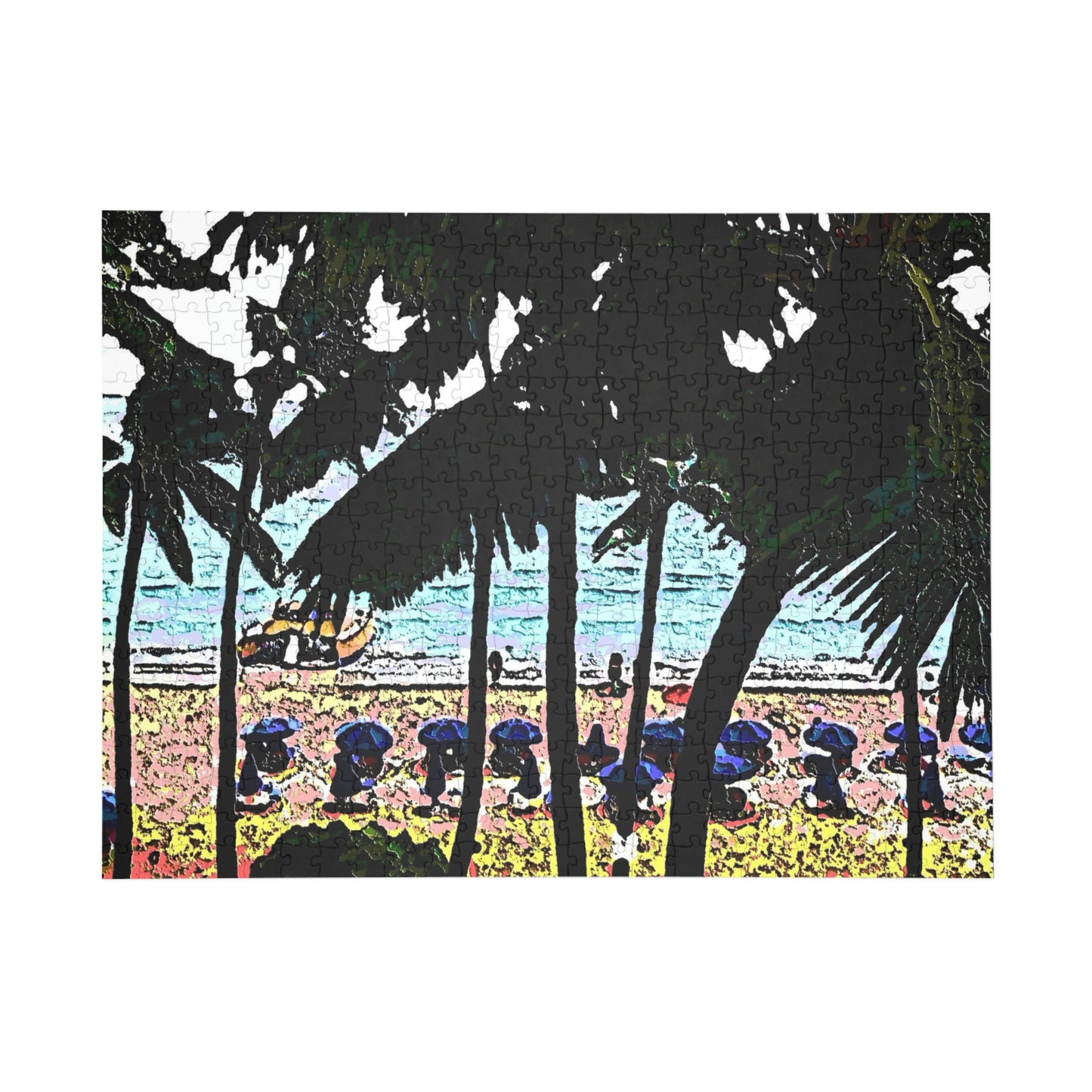 Puzzle (96, 252, 500, 1000-Piece) ...  "A Beautiful Beach Amongst The Palms" ... The Outrigger Waikiki, Honolulu, Oahu ... Original Works ...