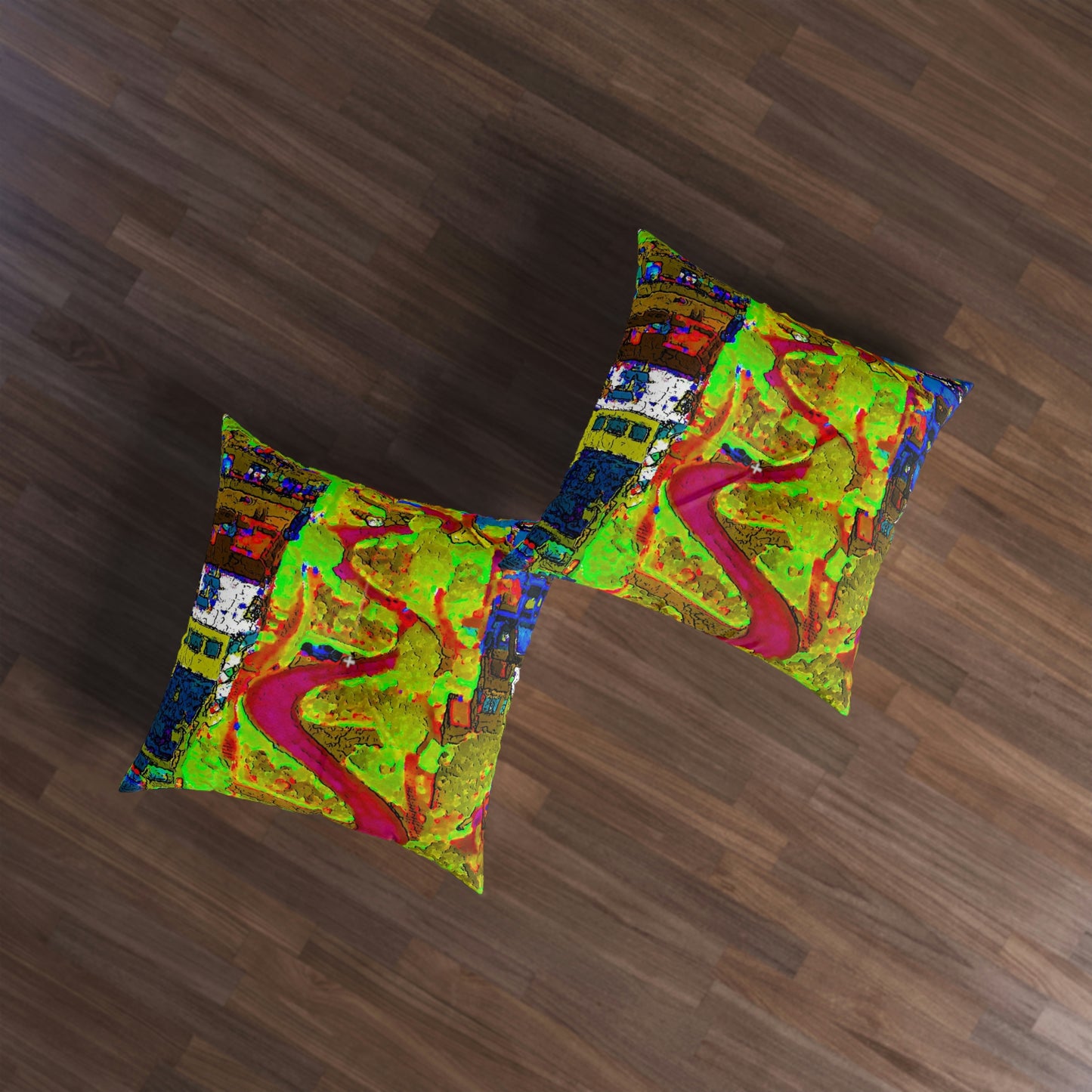 Tufted Floor Pillow, Square ... A Crazy Street ... 'Eight Winding Curve-Switchbacks' ... "Lombard Street, San Francisco, CA' ... Family Archives: 1970's ... Original Works ...