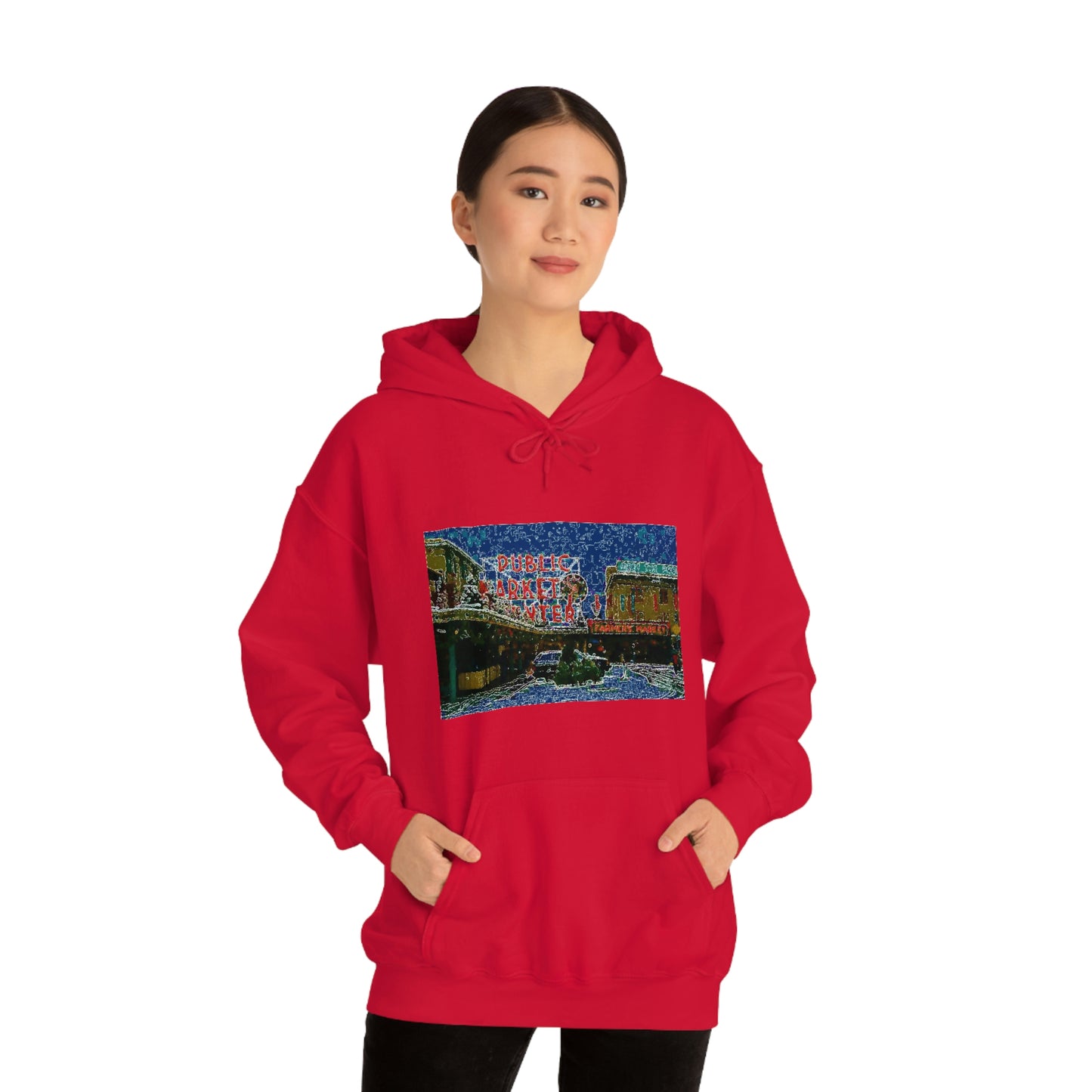 Unisex Heavy Blend™ Hooded Sweatshirt ... Pike Place Market: 'The Public Market', Seattle, Washington. Circa Fall 2013 ...