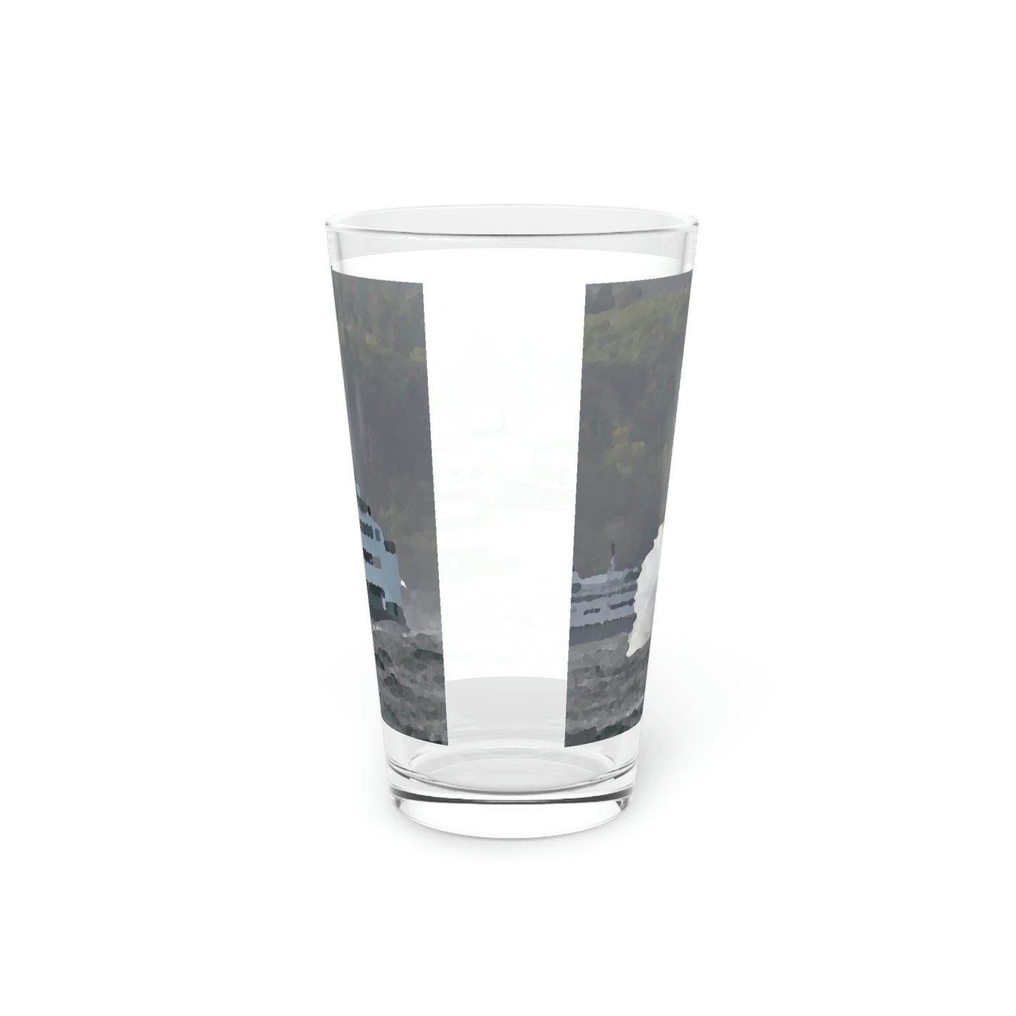 Pint Glass, 16oz ... WADOT Ferry Crossing ... "A Very Rough Day" ... Mulkiteo Route ... Family Archives ... Early 1990's' ... Original Works ...