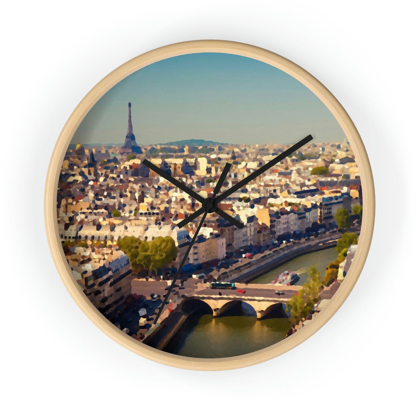 Wall clock ... Au Paris ... "Along The River Seine" ... Barbara Joan Bonnel-Holt: 1972 ... Original Works ...