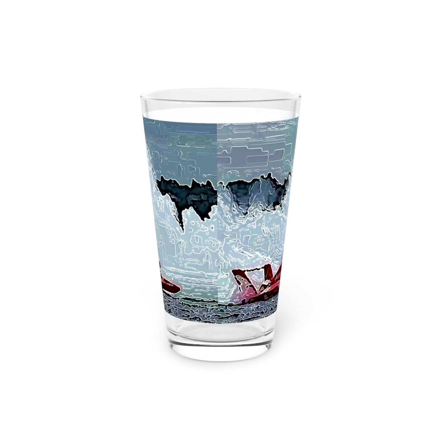 Pint Glass, 16oz ... Seattle Columbia Cup On Lake Washington ... "Dave Wilcox Heads For The Win" ... Associate Gift-Photo ... Original Works ...
