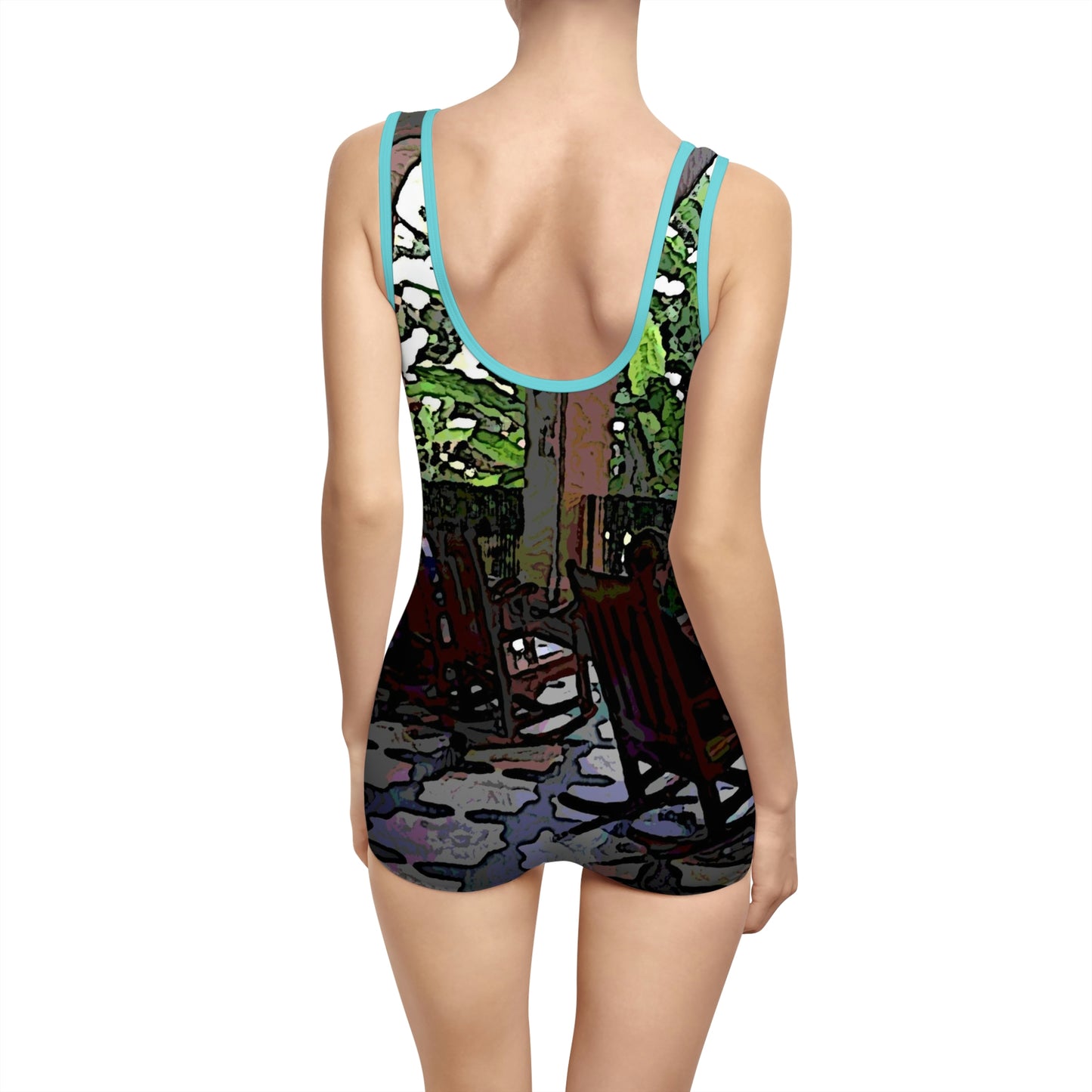 Women's Vintage Swimsuit ... Lanai & Rocking Chairs At: 'The Pink Palace' ... The Royal Hawai'ian ... Honolulu, HI ... '27Oct2014' ... Original Works ...