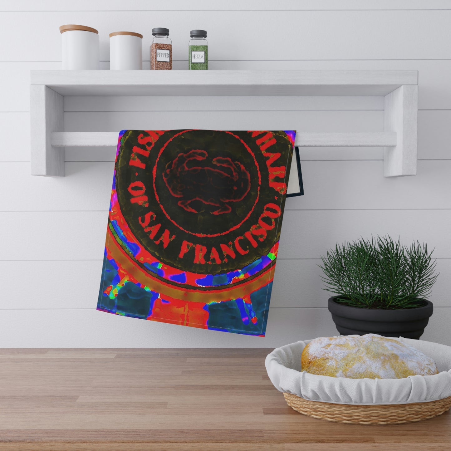 Kitchen Towel ... "No.9 Fishermen's Grotto - Fishermen's Wharf, SF, California" ... Family Archives: 1970's ... Original Works ...