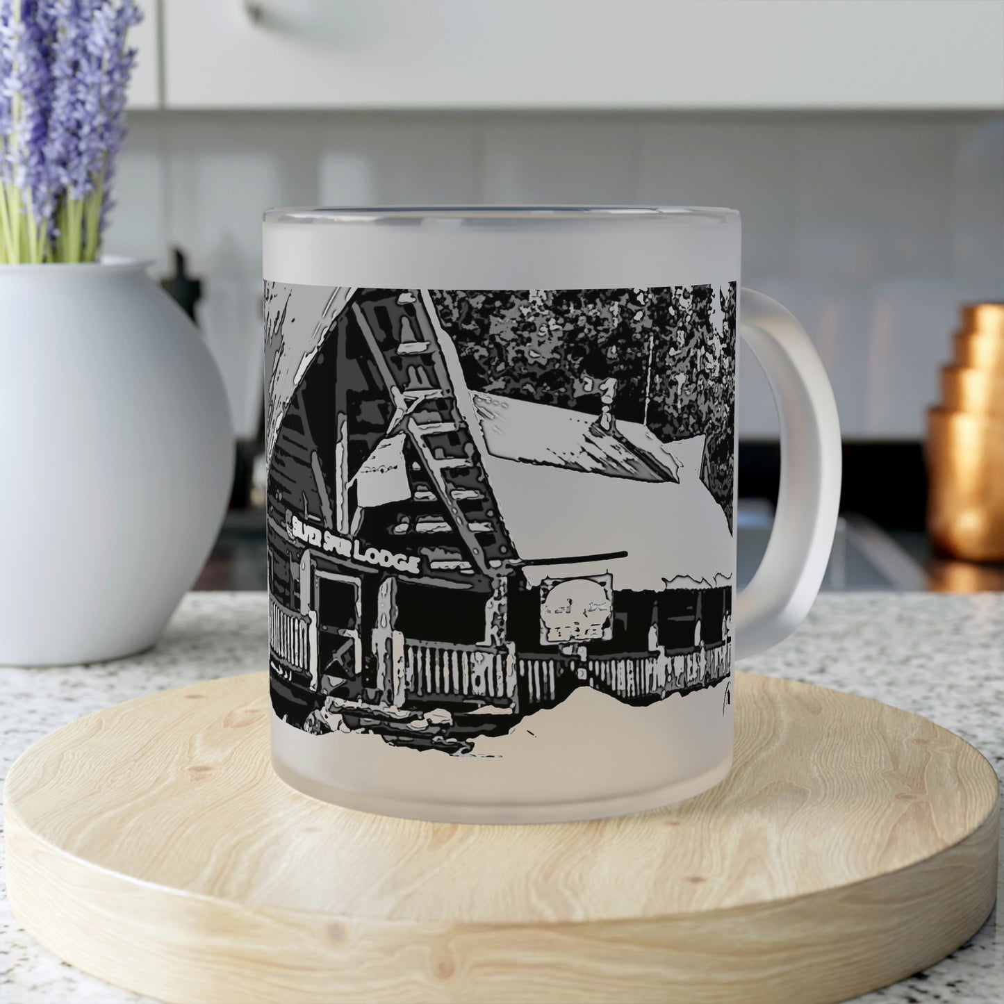 Frosted Glass Mug ... A Beautiful Lodge & Back-Country Outfitter In A Mountain Town ... 'Dixie, Idaho, November 2022' ... Original Works ...