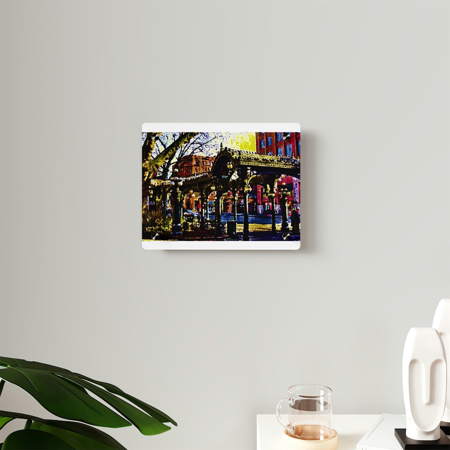 Acrylic Wall Art Panels ... A Very Fine Place To Meet ... To Catch The Bus ... 'To Find A Friend' .. Just-To-Hangout ... Dr FJHolt Base Photo ... Original Works ...